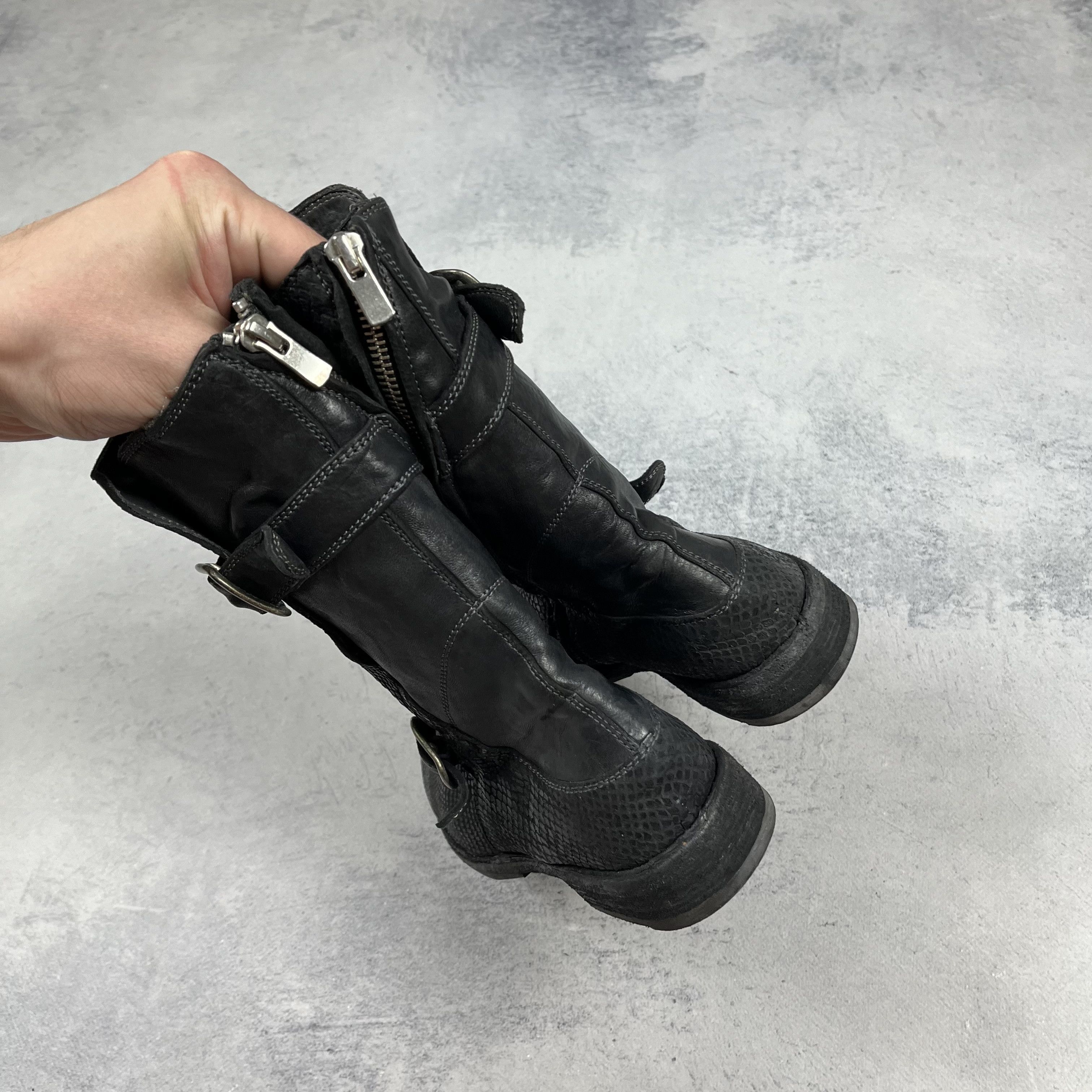 Officine Creative Avant-Garde Officine Creative Snake Embossed Biker Boots Size US 6 / IT 36 - 7 Thumbnail