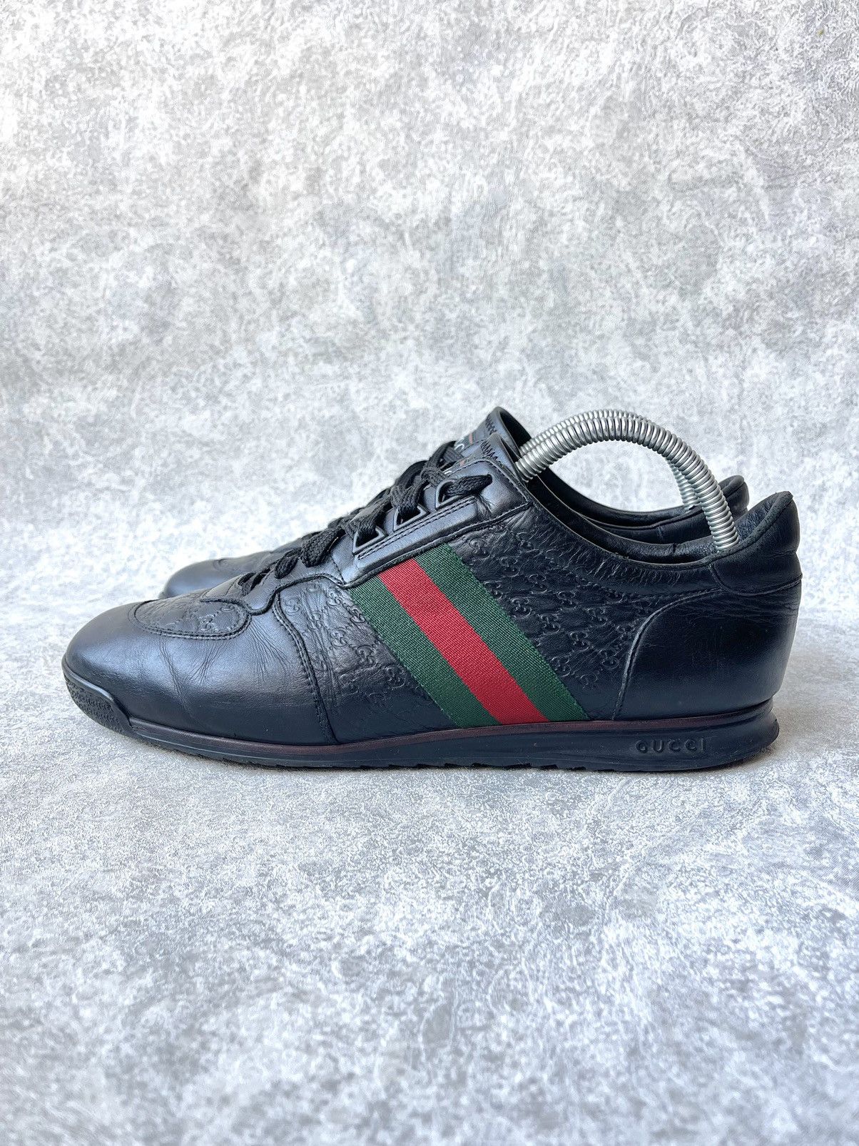 Gucci Guccissima GG Leather Web Low Trainers Size 43 US 9.5