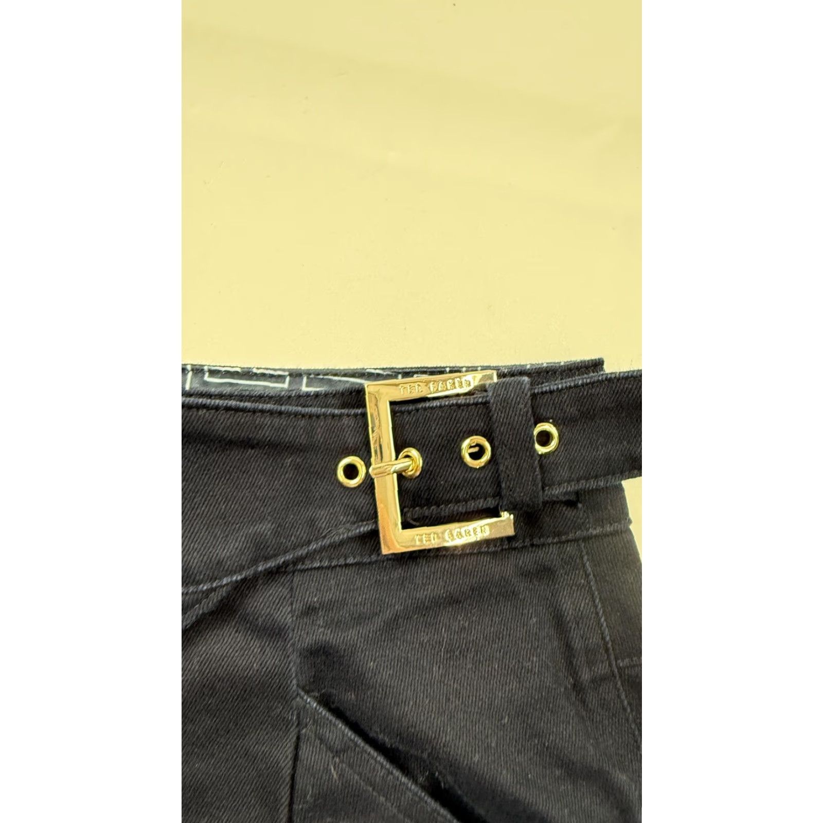 Ted Baker Ted Baker London Pants Womens 2 Black High Waist Belted Tapered Leg Ankle - Dress Pants, Women, Twill, Pockets, Buckle, Pleated, 24in Inseam Size 26" / US 2 / IT 38 - 4 Thumbnail