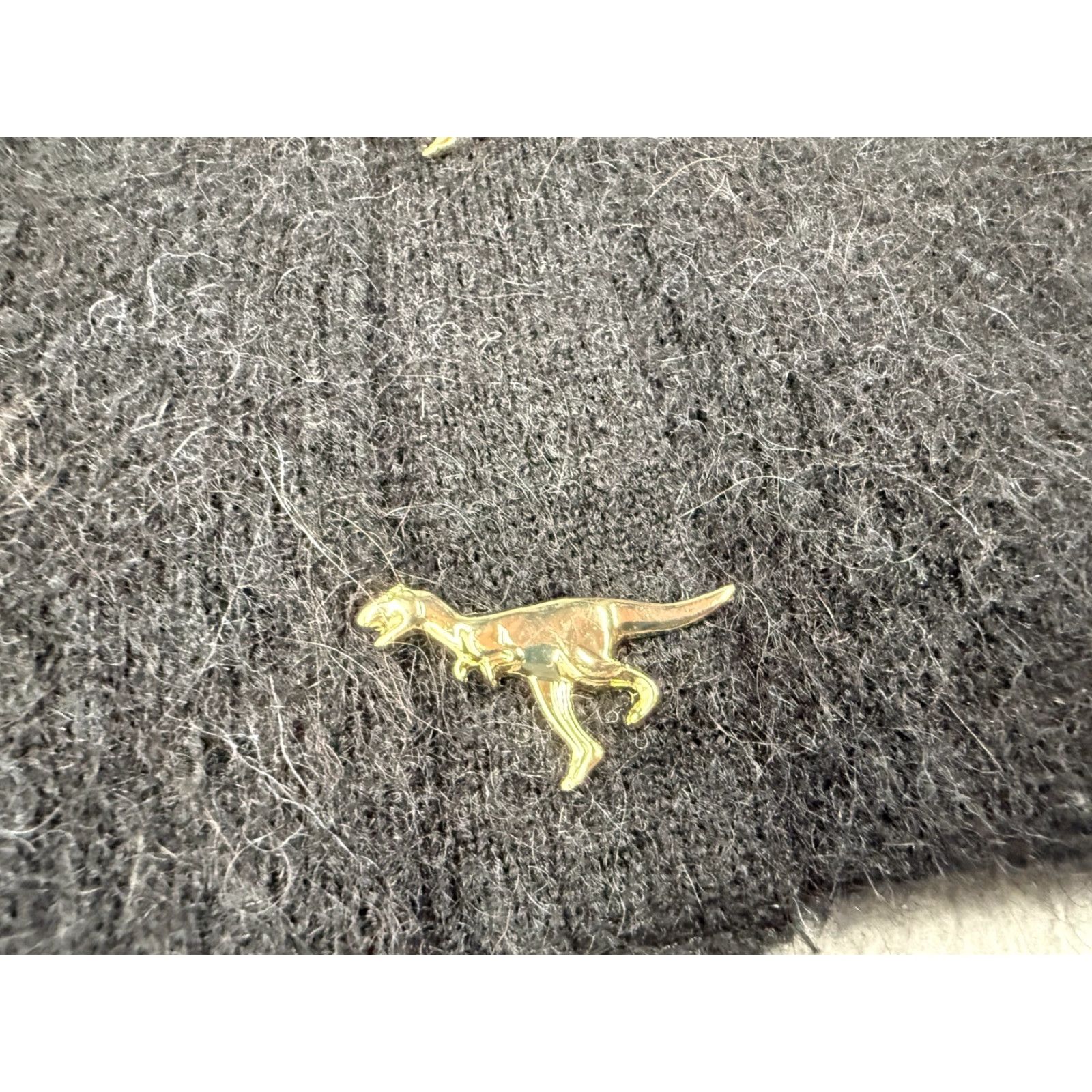 Vintage VINTAGE Paris Atelier Women's Cardigan Sweater XS Black Long Sleeve Knit Wool Alpaca Dinosaur Accents Bohemian City Style Size XS / US 0-2 / IT 36-38 - 4 Thumbnail