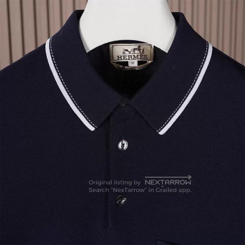 Hermes Hermes Navy Thin Short Sleeve Polo Size US M / EU 48-50 / 2 - 3 Thumbnail