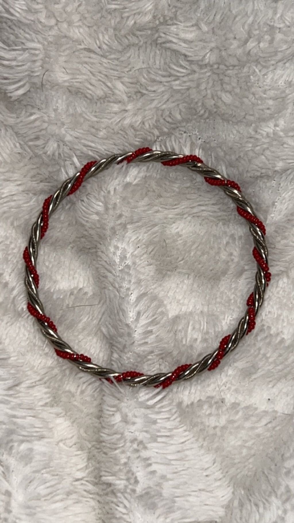 The Unbranded Brand Women's Unbranded Twisted Silver & Red Beaded Bracelet One S Size ONE SIZE - 2 Thumbnail