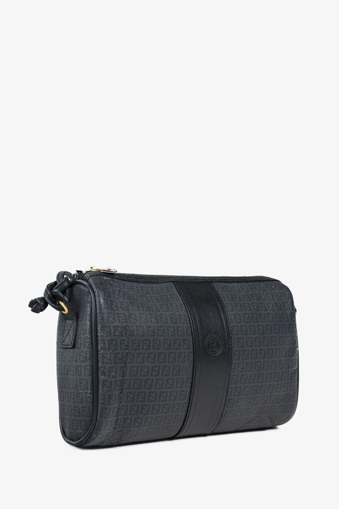 Fendi Fendi Vintage Grey & Black FF Coated Canvas Crossbody Bag Size ONE SIZE - 2 Thumbnail
