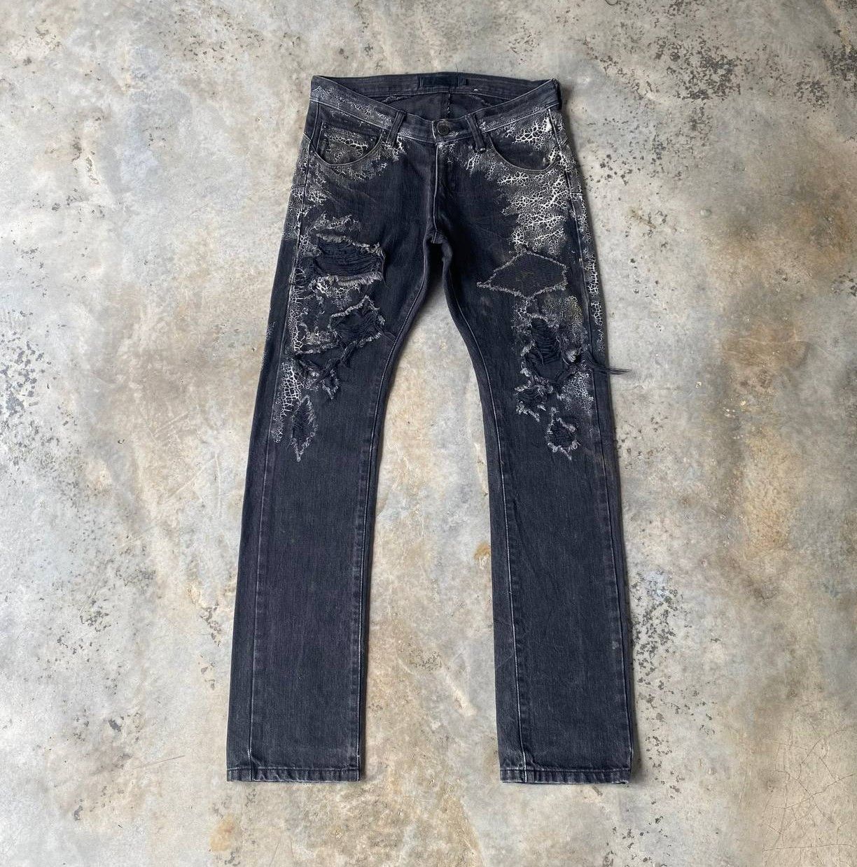 JACKROSE Rare Jackrose Luv Maison Python+Spider Web Distressed Denim Size US 28 / EU 44 - 1 Thumbnail