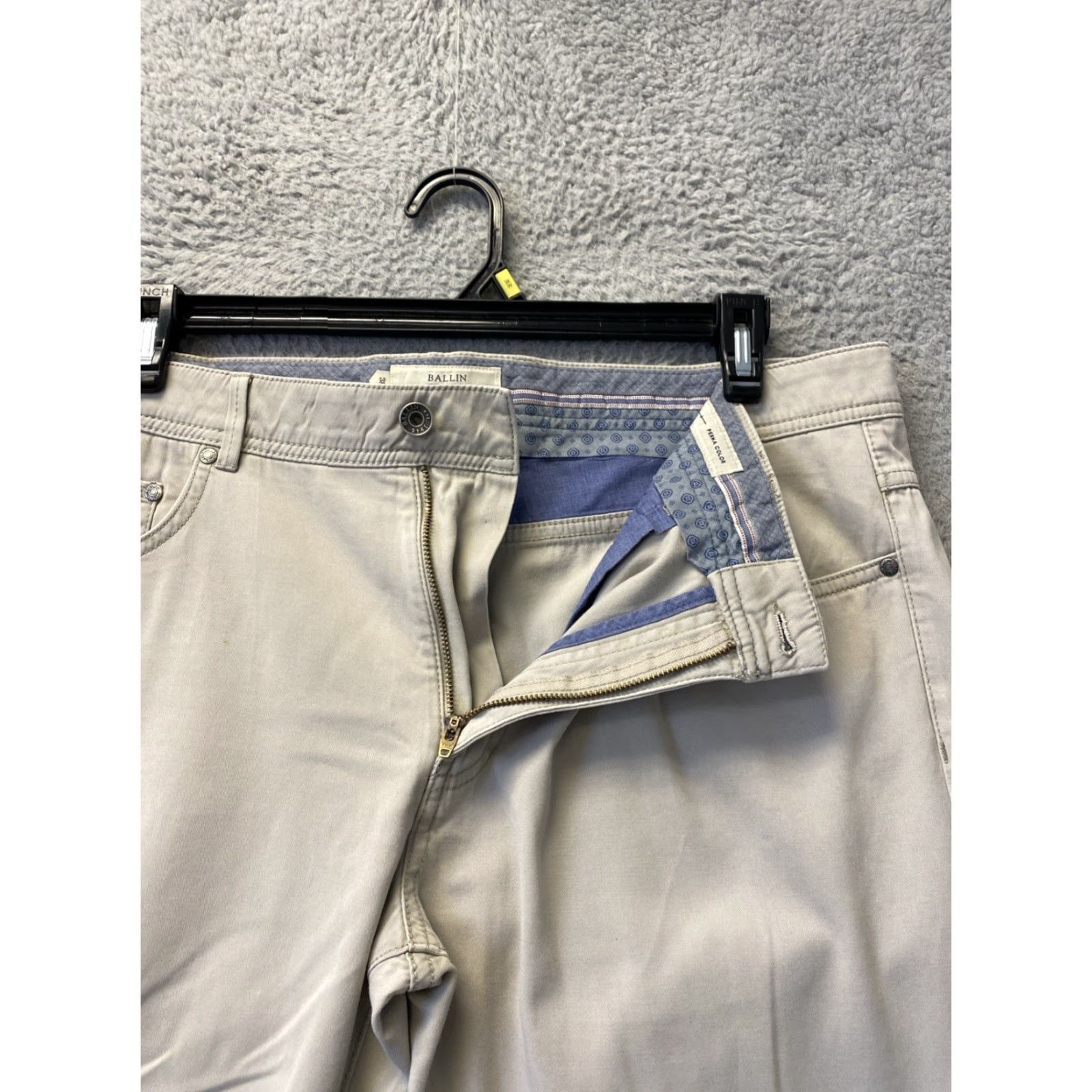 Vintage BALLIN Pants Adult 38x30 Light Gray Flat Front Cotton Blend Straight Leg Khakis Preppy Mens Size US 38 / EU 54 - 4 Thumbnail