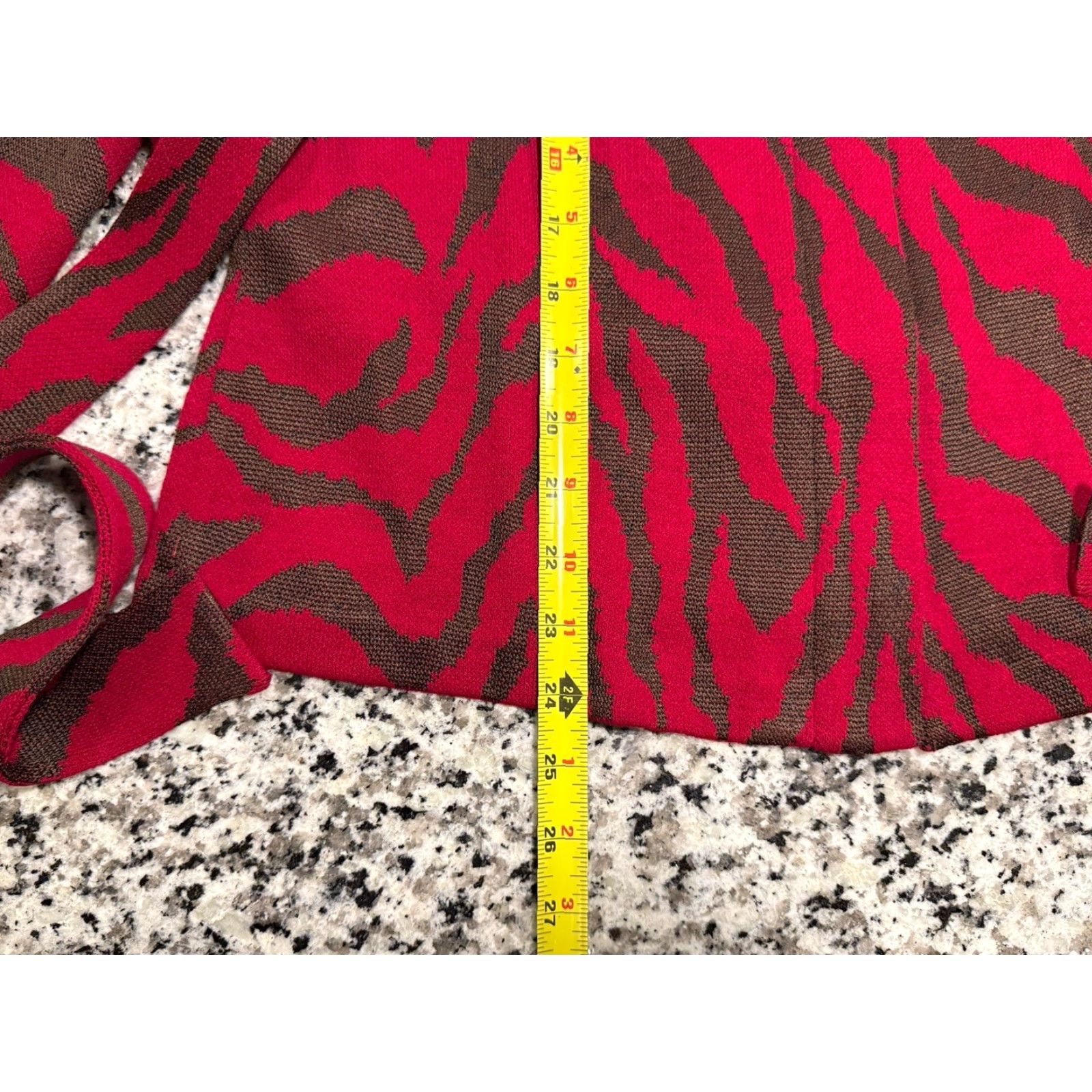 St. John VINTAGE ST. JOHN Santana Knit Zebra Animal Patterned Belted Sweater Jacket Women Size 10 Red Belted Wool Blend Knit Jacket Women Sz 10 Zebra Theme Size L / US 10 / IT 46 - 2 Thumbnail