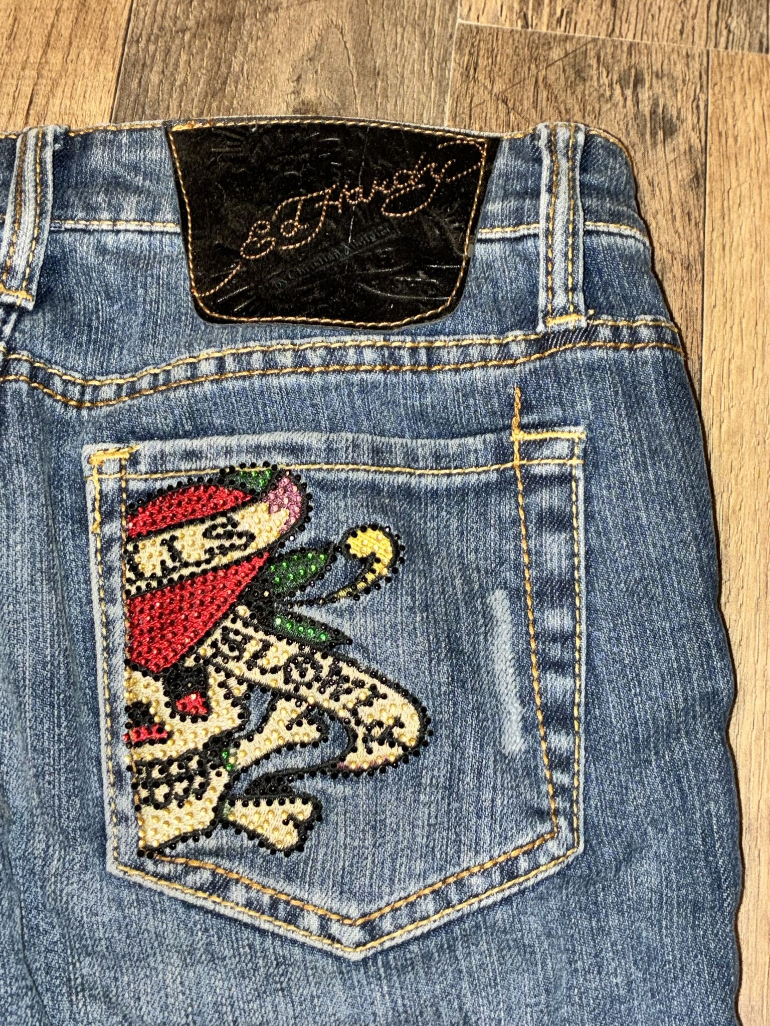 Ed Hardy Ed Hardy Jean Shorts Love Kills Embroidered Y2K Vintage Size US 27 - 3 Thumbnail