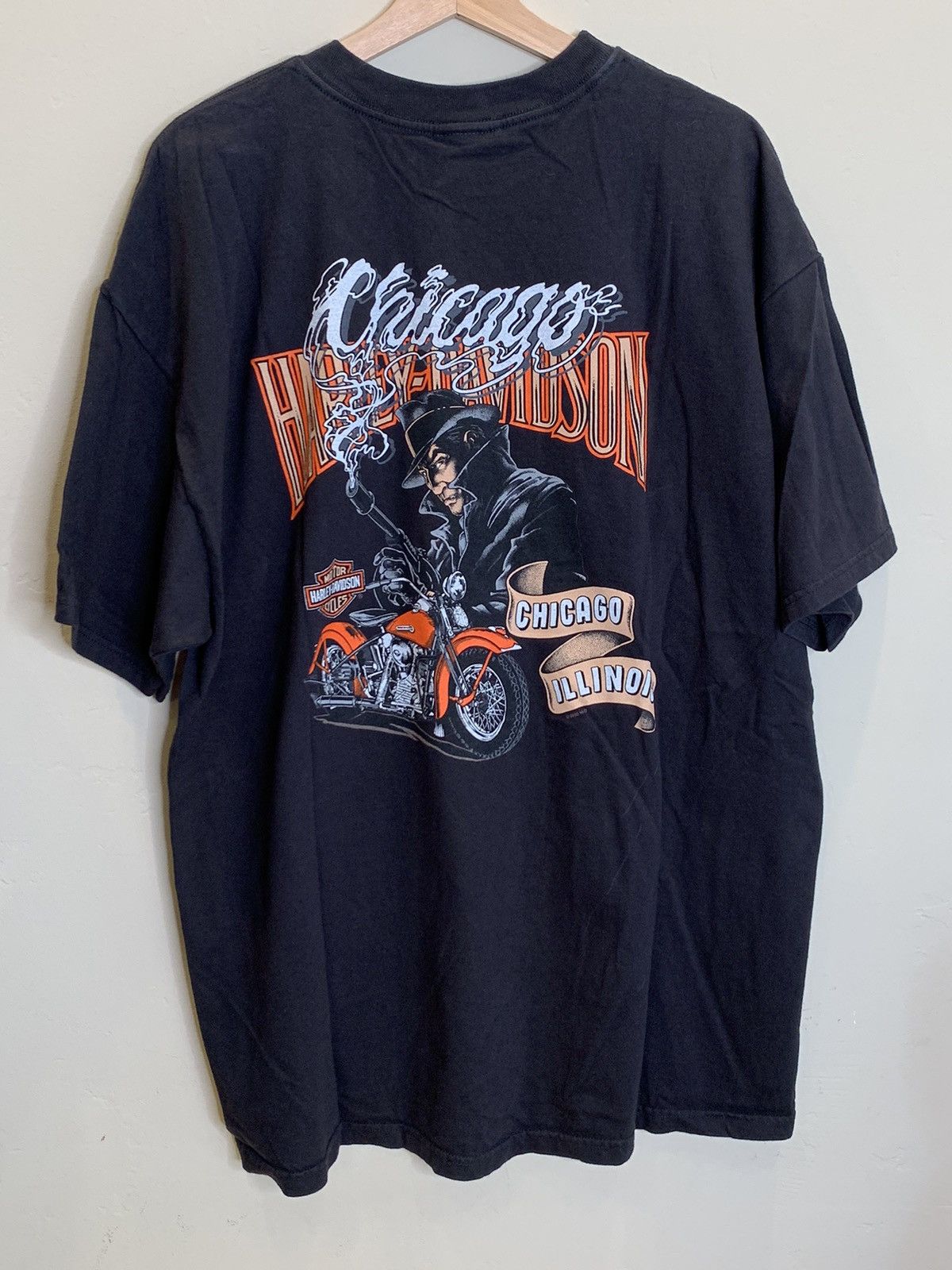 Harley Davidson × Vintage *RARE* Vintage 2003 Harley Davidson Chicago Gangster T-Shirt Size US XXL / EU 58 / 5 - 1 Thumbnail