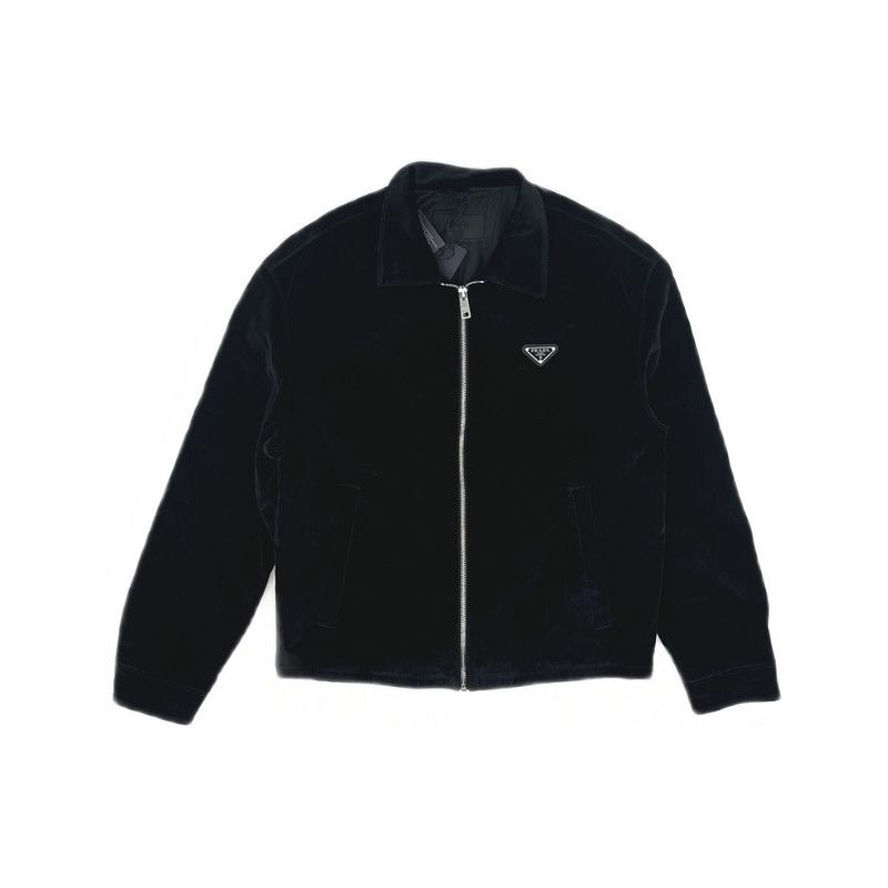 Prada Logo Zip Collar Long Sleeve Jacket