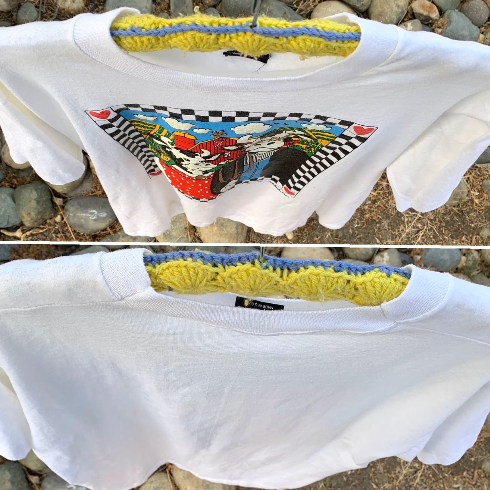 Vintage VINTAGE Screen Stars Graphic Tee T-Shirt Unisex XL White 1990s Cow Farmer Wife Pitchfork 1992 Single Stitch Size US XL / EU 56 / 4 - 2 Thumbnail