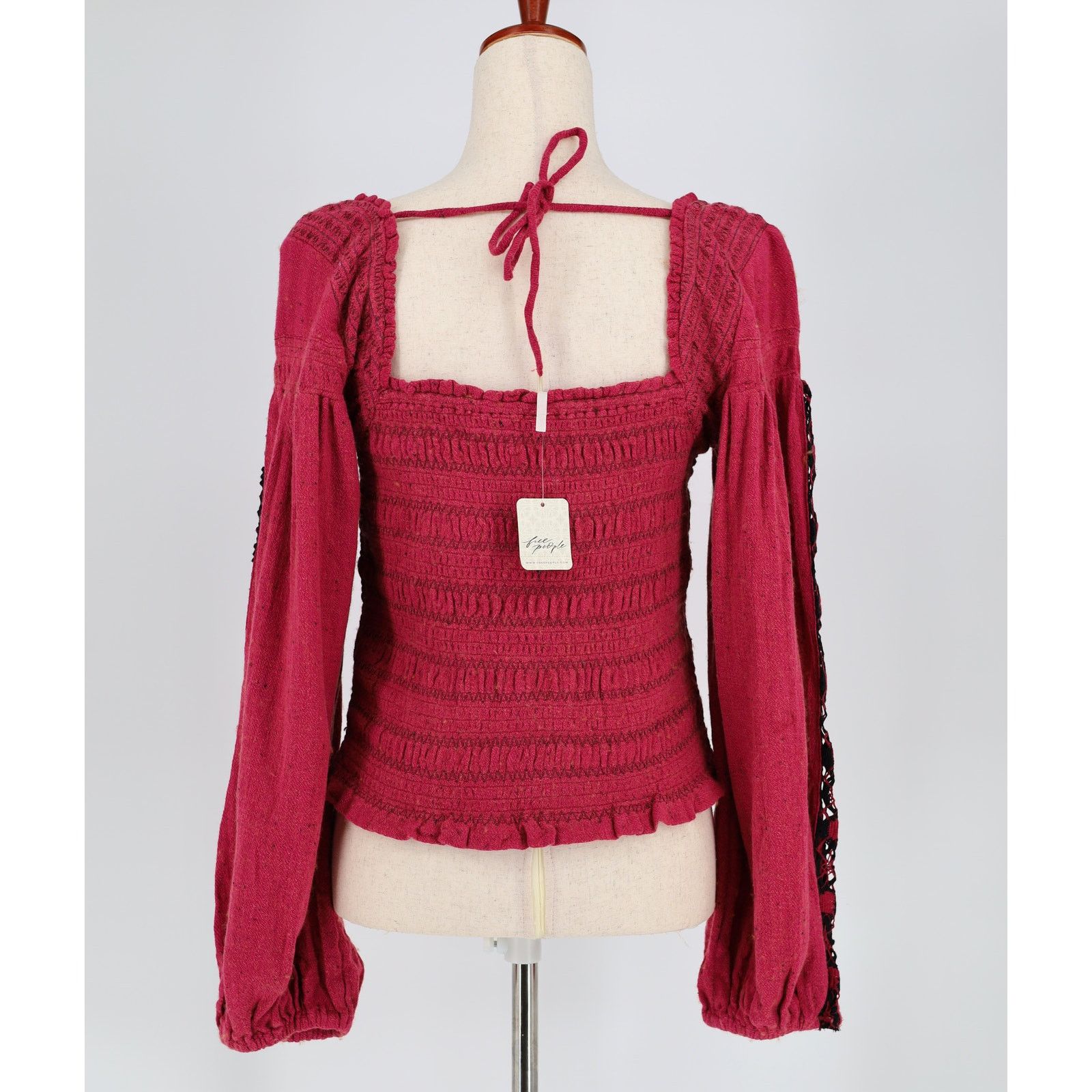 Free People Free People Women Rose Peasant Sleeve Bohemian Top Size M Size M / US 6-8 / IT 42-44 - 6 Thumbnail