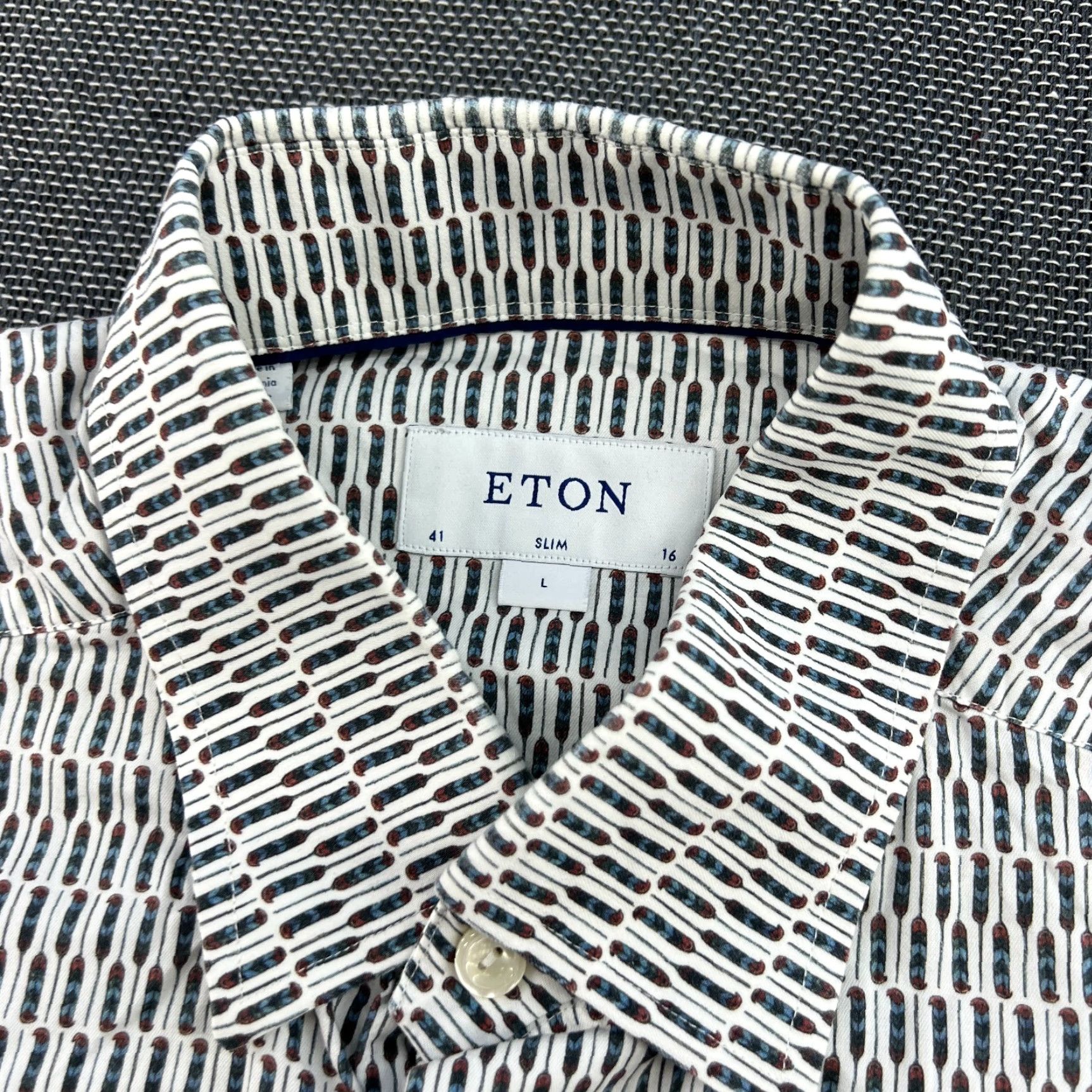 Eton ETON Mens Button Up Shirt Size 41 Large 16 Geometric Long Sleeve Slim Fit Button-Up Casual Mens Shirt Size US L / EU 52-54 / 3 - 5 Thumbnail