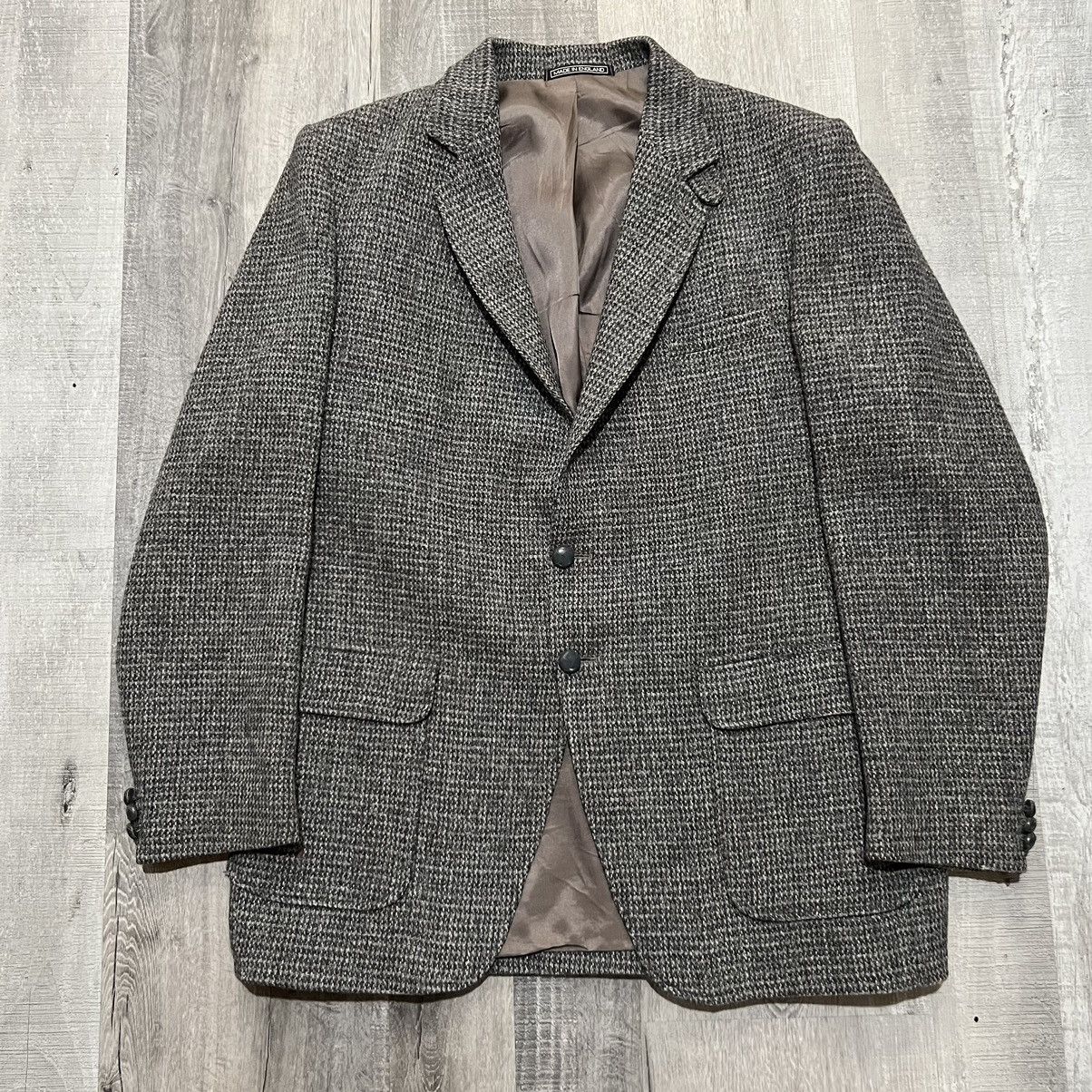 Harris Tweed × L.L. Bean × Vintage VTG LL Bean Harris Tweed Blazer Grey Wool England Size 48R - 1 Thumbnail