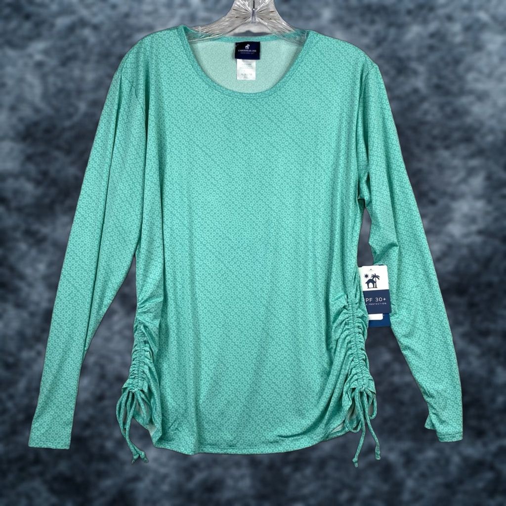 Swims VINTAGE Caribbean Joe Womens Top XL Long Sleeve UPF 30 Beach Sun Protection NWT Green Floral Blouse Shirt Girls Womens Mens NWT Size XL / US 12-14 / IT 48-50 - 1 Thumbnail