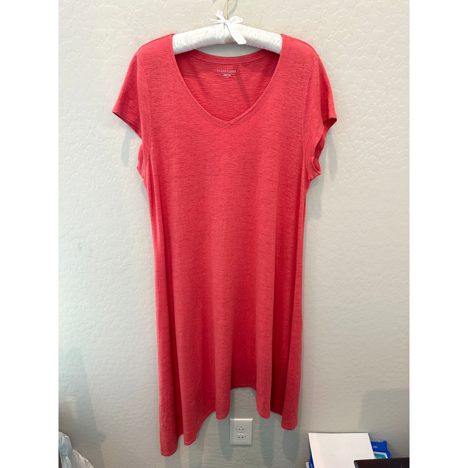 Eileen Fisher EILEEN FISHER Coral Hemp Organic Cotton Sharkbite Hem Dress Size L / US 10 / IT 46 - 1 Thumbnail