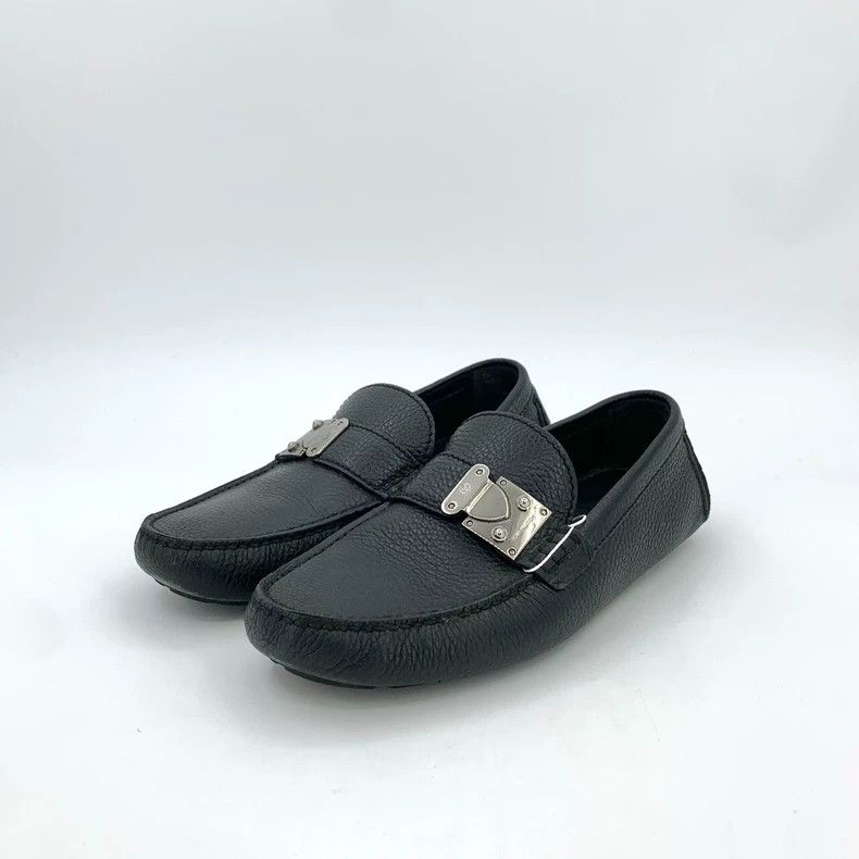 Louis Vuitton Louis Vuitton Black silver button slip-on casual shoes Size US 6.5 / IT 36.5 - 1 Thumbnail