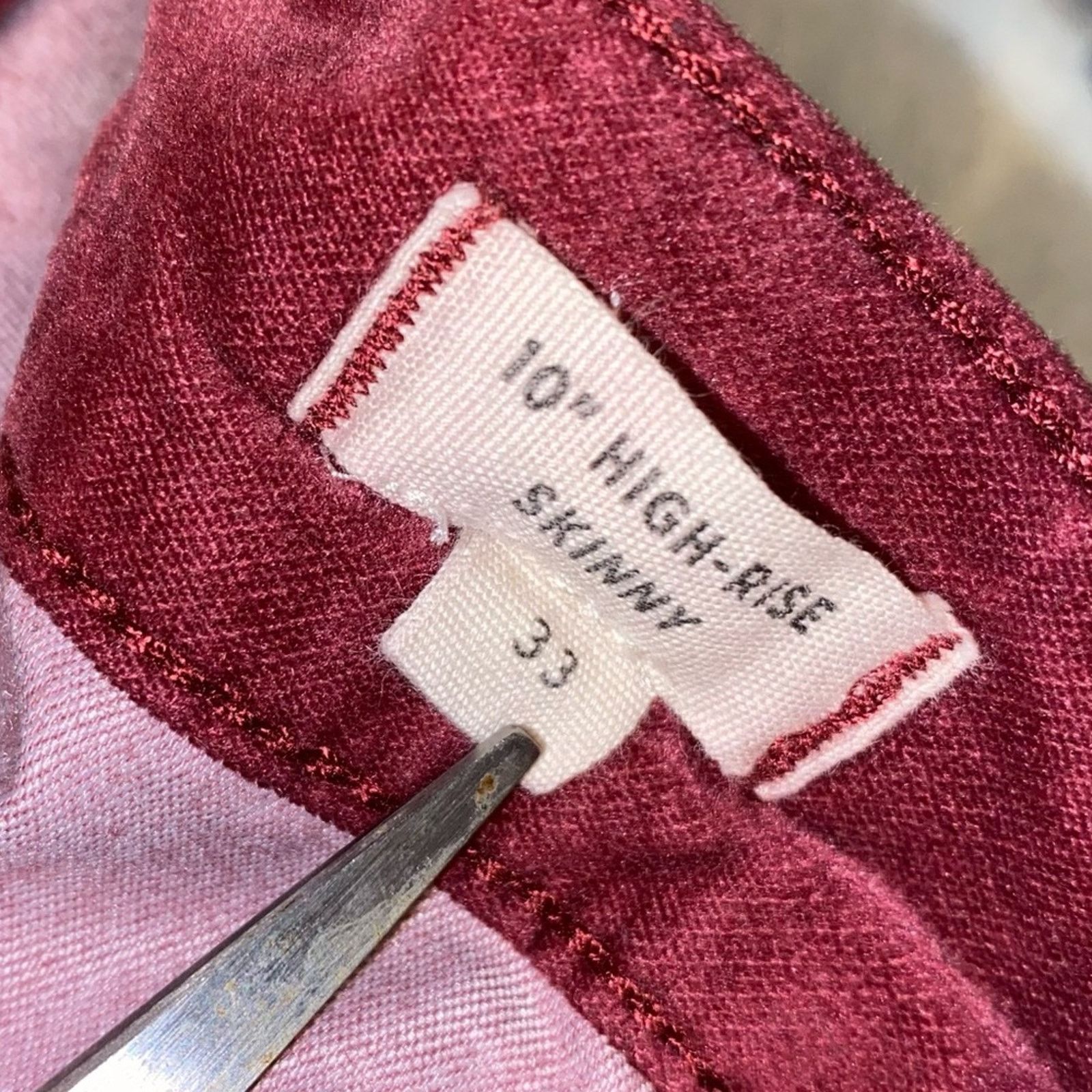 Madewell Madewell 10” High Rise Jeans Smoky Red Stretch Velvet 35 Size 35" - 13 Thumbnail