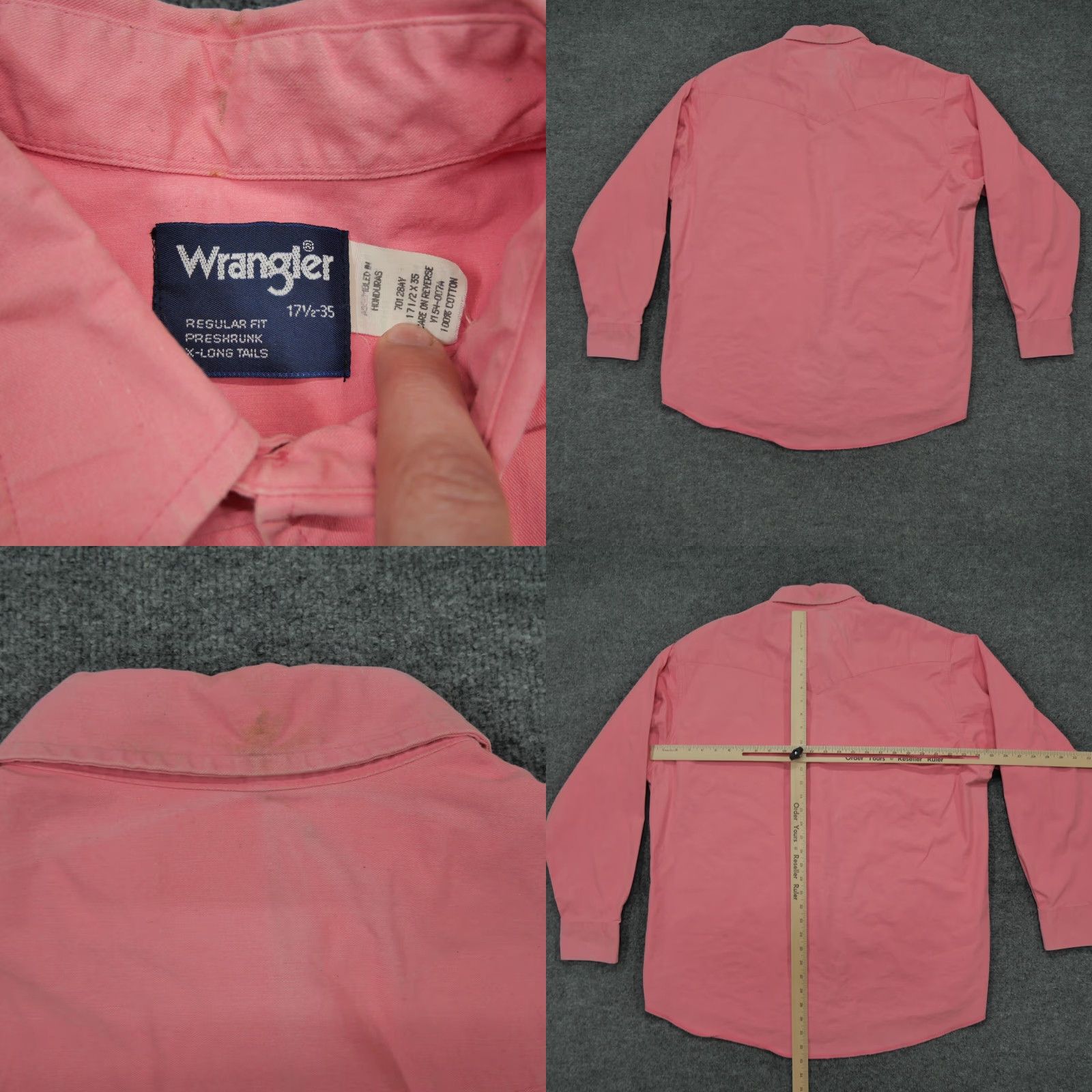 Wrangler VINTAGE Wrangler Shirt Mens 17.5 35 Pink Button Up Brush Popper Canvas Adult 90s Size US XXL / EU 58 / 5 - 8 Thumbnail