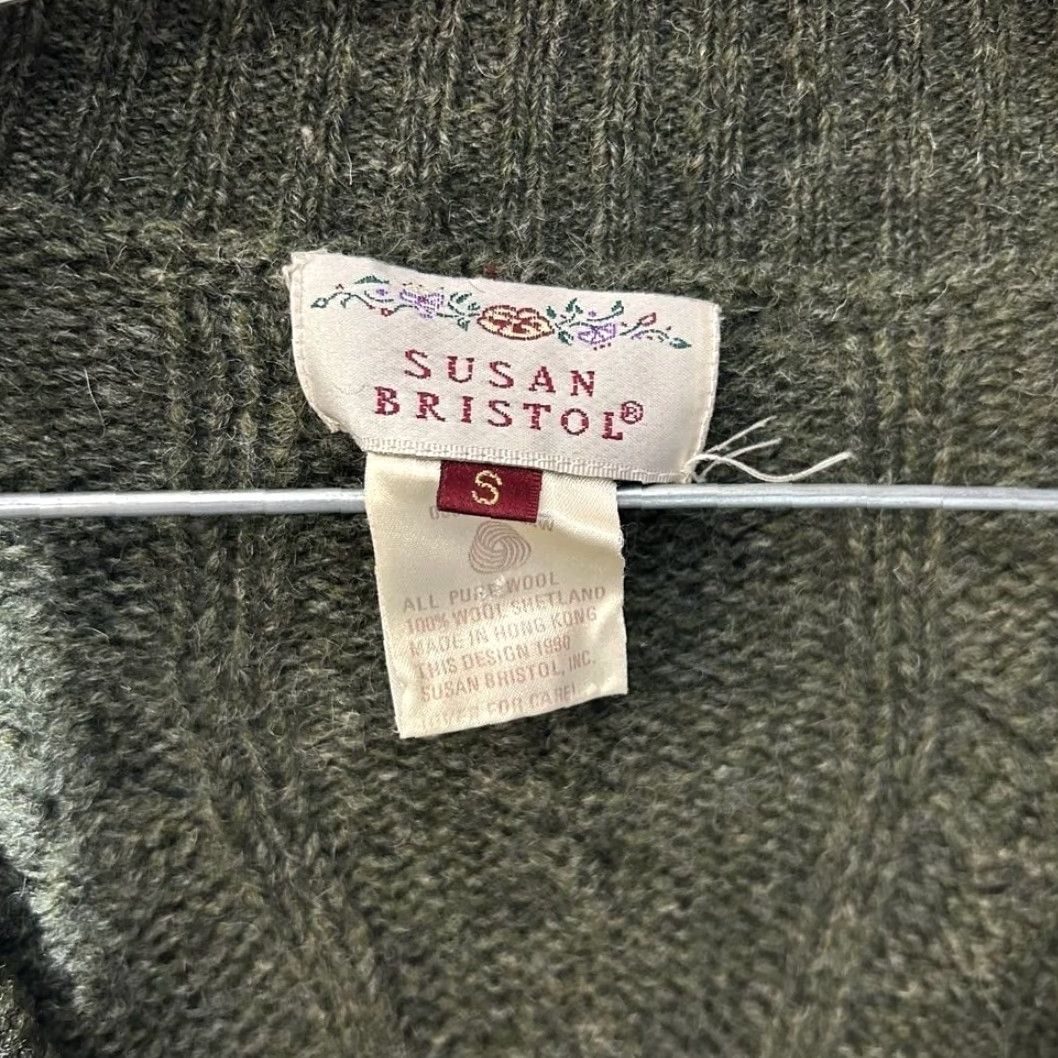 Vintage VINTAGE Susan Bristol Cardigan Green Shetland Wool Button Up Women S Small Regular Knit Sweater Womens Size S / US 4 / IT 40 - 2 Thumbnail