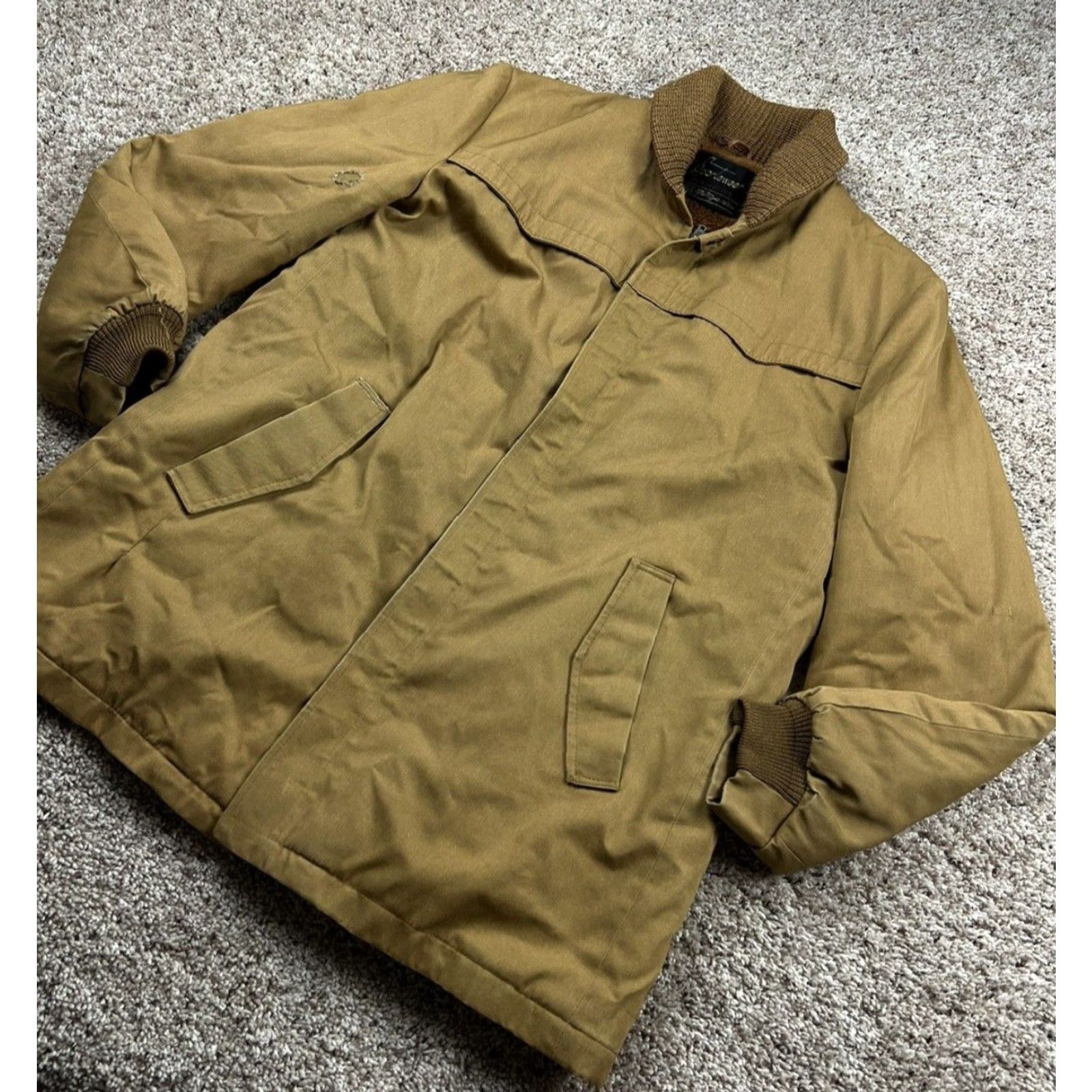 Sears VINTAGE Sears Jacket 40R Mens Brown Sherpa Lined Pockets Full Zip Front Snap 1970s Size US XXS / EU 40 - 6 Thumbnail