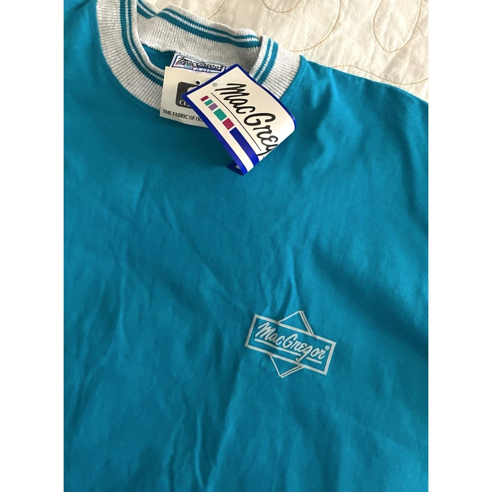 McGregor VINTAGE MacGregor Tee Teal 2XL 80s Short Sleeve Logo Crew Neck Men Shirt Size US XXL / EU 58 / 5 - 2 Thumbnail