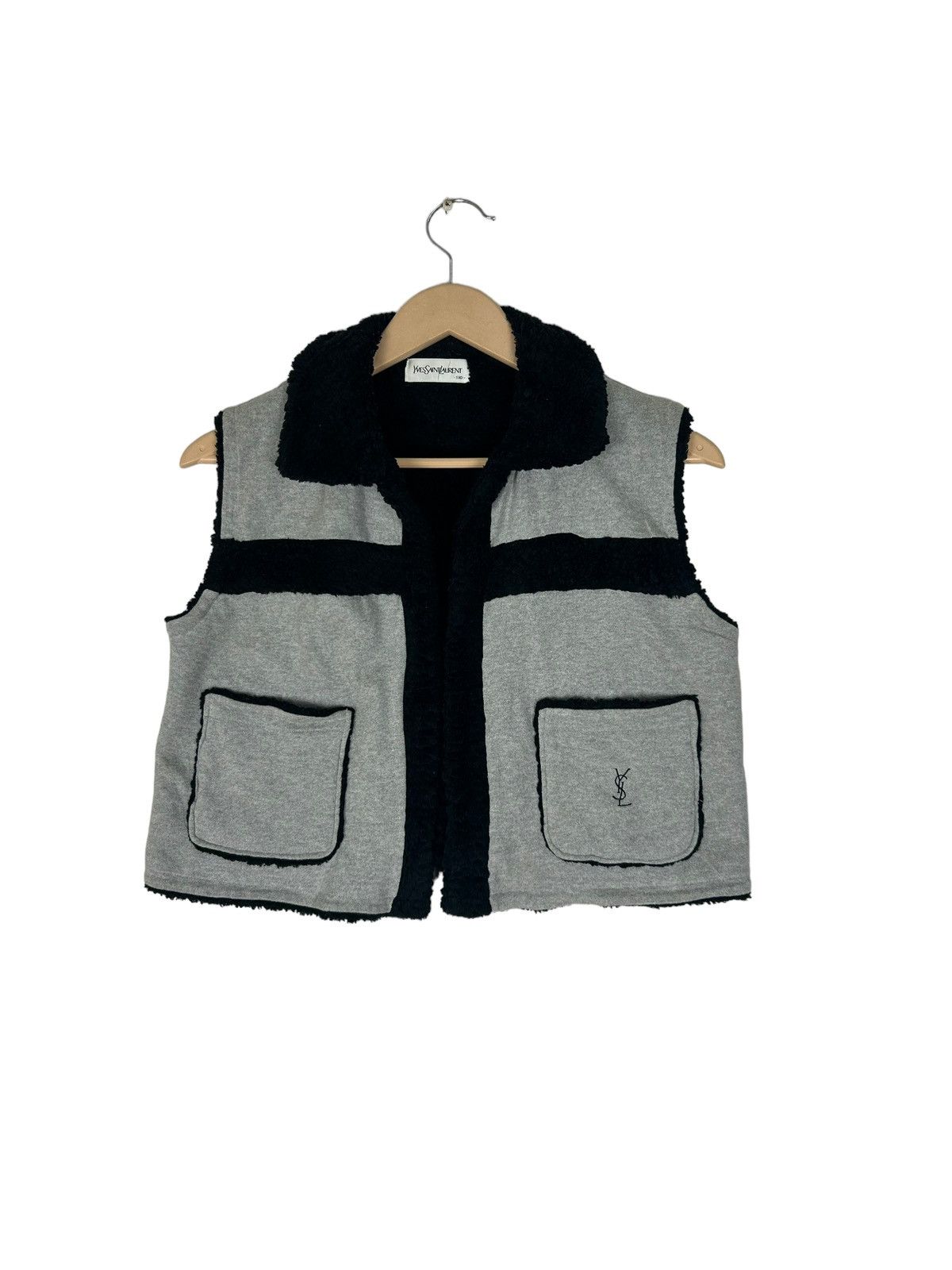 image of Vintage 90's YSL Woman Warm Vest / Winter / Runaway Fashion in Grey, Women's (Size Small)