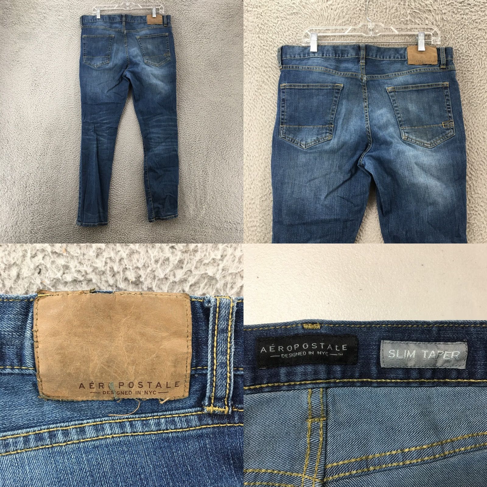 Vintage Aéropostale Slim Tapered Jeans Mens Denim Blue Dark Wash 38x31 Mid Rise Jeans Mens XS-Longest? Size US 38 / EU 54 - 9 Thumbnail