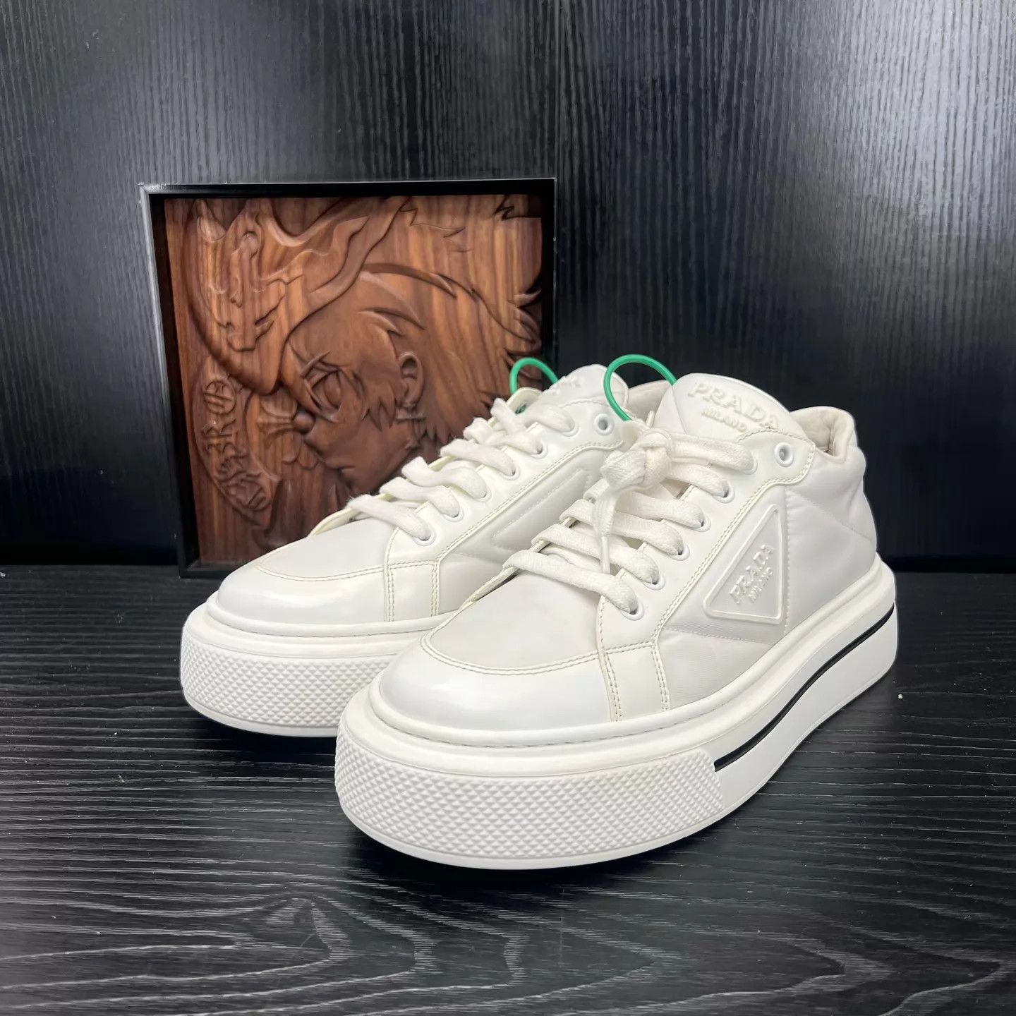 Prada Prada Macro White Sneakers 38.5 Near New Box Size US 8 / IT 38 - 1 Thumbnail
