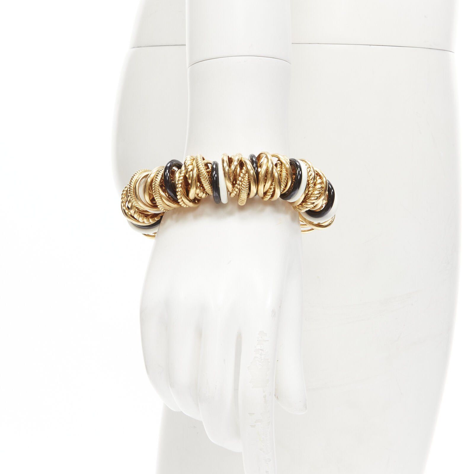 Balenciaga rare BALENCIAGA Demna Artisanal multi gold black white rings linked bracelet Size ONE SIZE - 1 Thumbnail