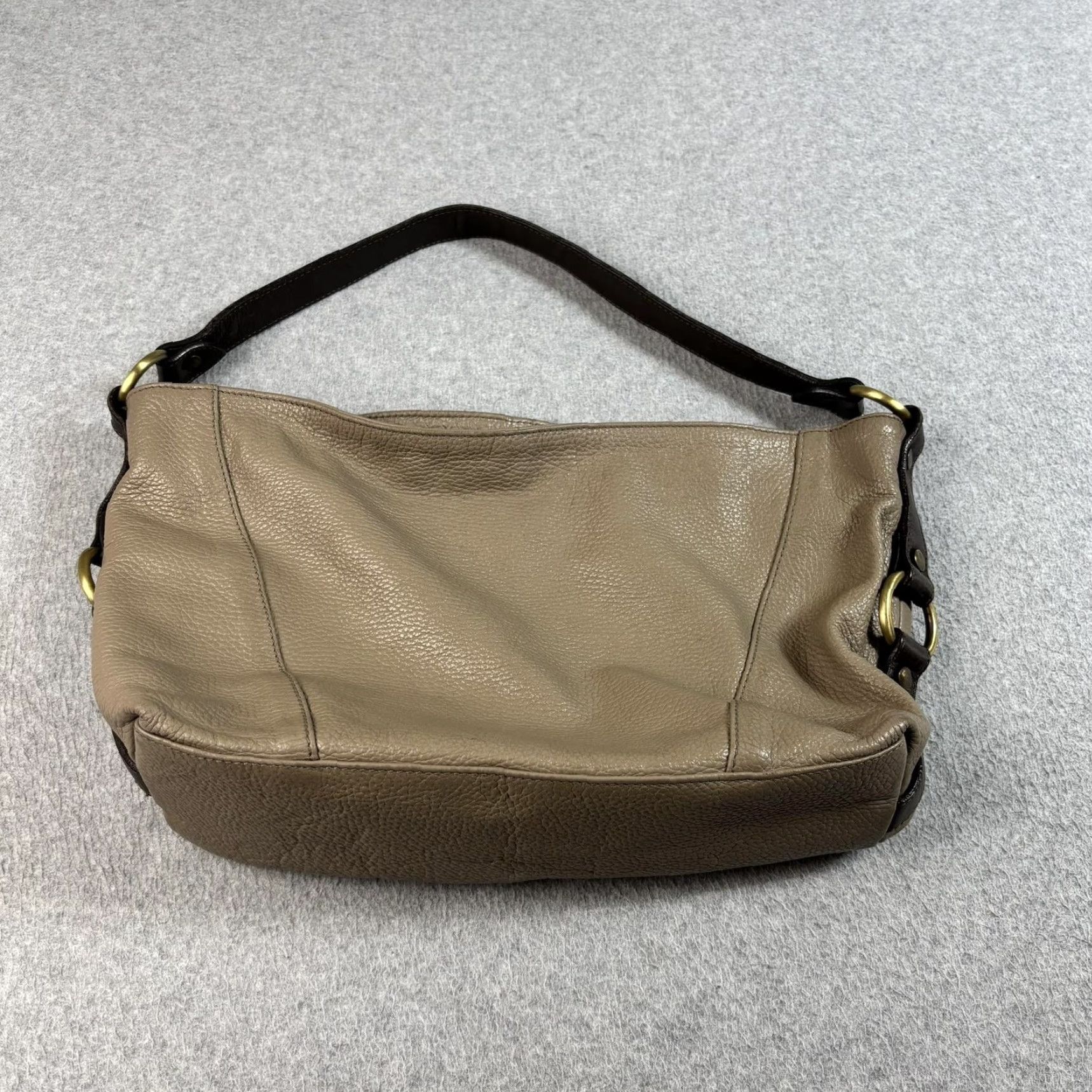 Vintage Sundance Leather Purse Women Large Taupe Slouchy Hobo Bag Zip Pockets Italy READ Size ONE SIZE - 2 Thumbnail