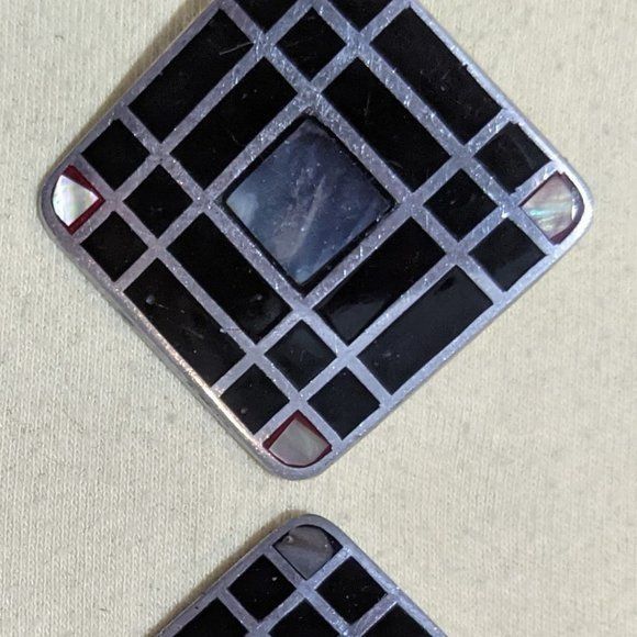 Other Vintage Black Square Mod Earrings With Mother Of Pearl Accen Size ONE SIZE - 3 Thumbnail