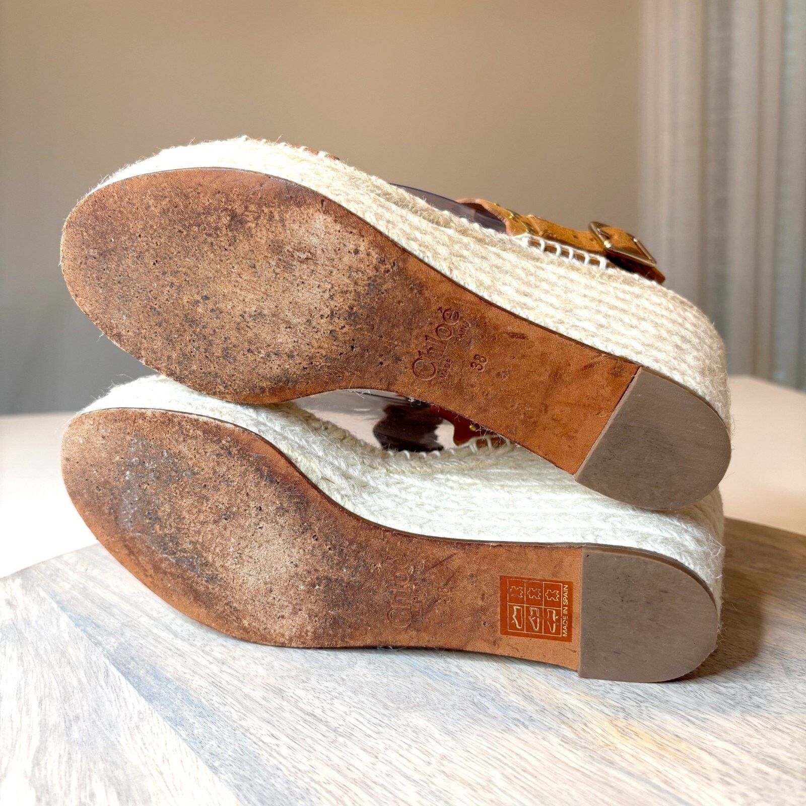 Chloe Chloe Lauren Wedge Espadrille Tan Suede Sandals EU 38 US 8 Size US 8 / IT 38 - 11 Thumbnail