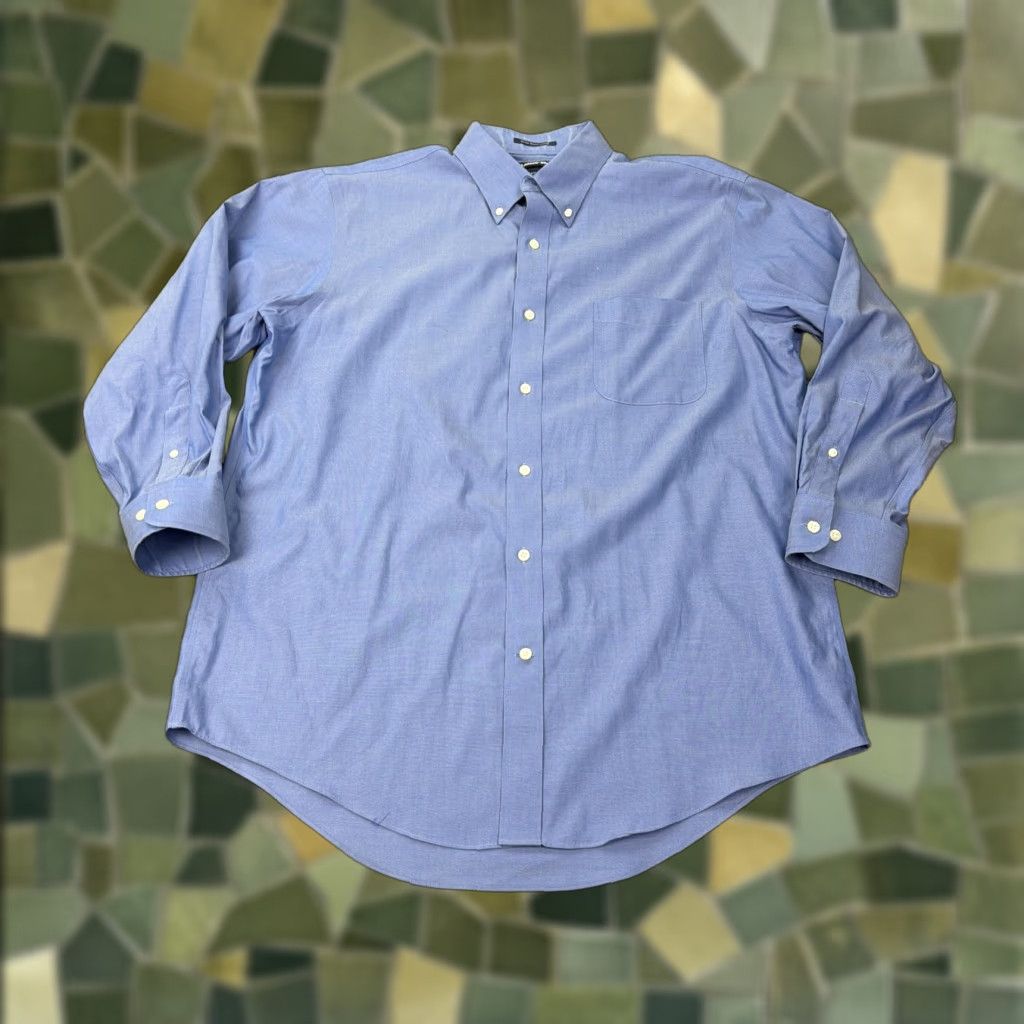 Lands' End Lands' End Dress Shirt Mens 16.5 32/33 Blue No Iron Supima Cotton Button-Down Shirt (Classic Fit) Mens Size 46R - 1 Thumbnail