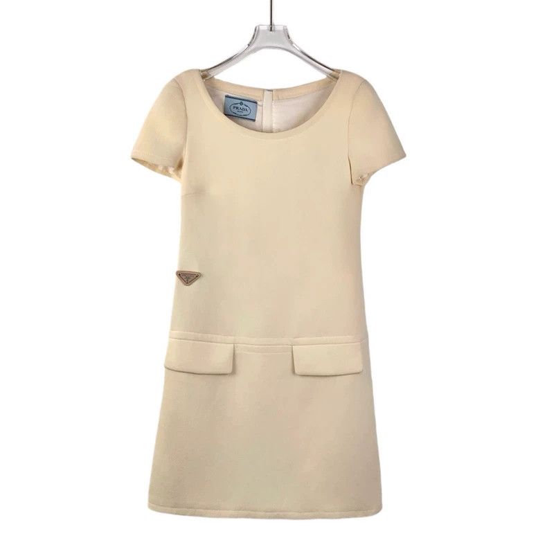 Prada Prada Beige triangle round-neck short-sleeved dress Size S / US 4 / IT 40 - 1 Thumbnail