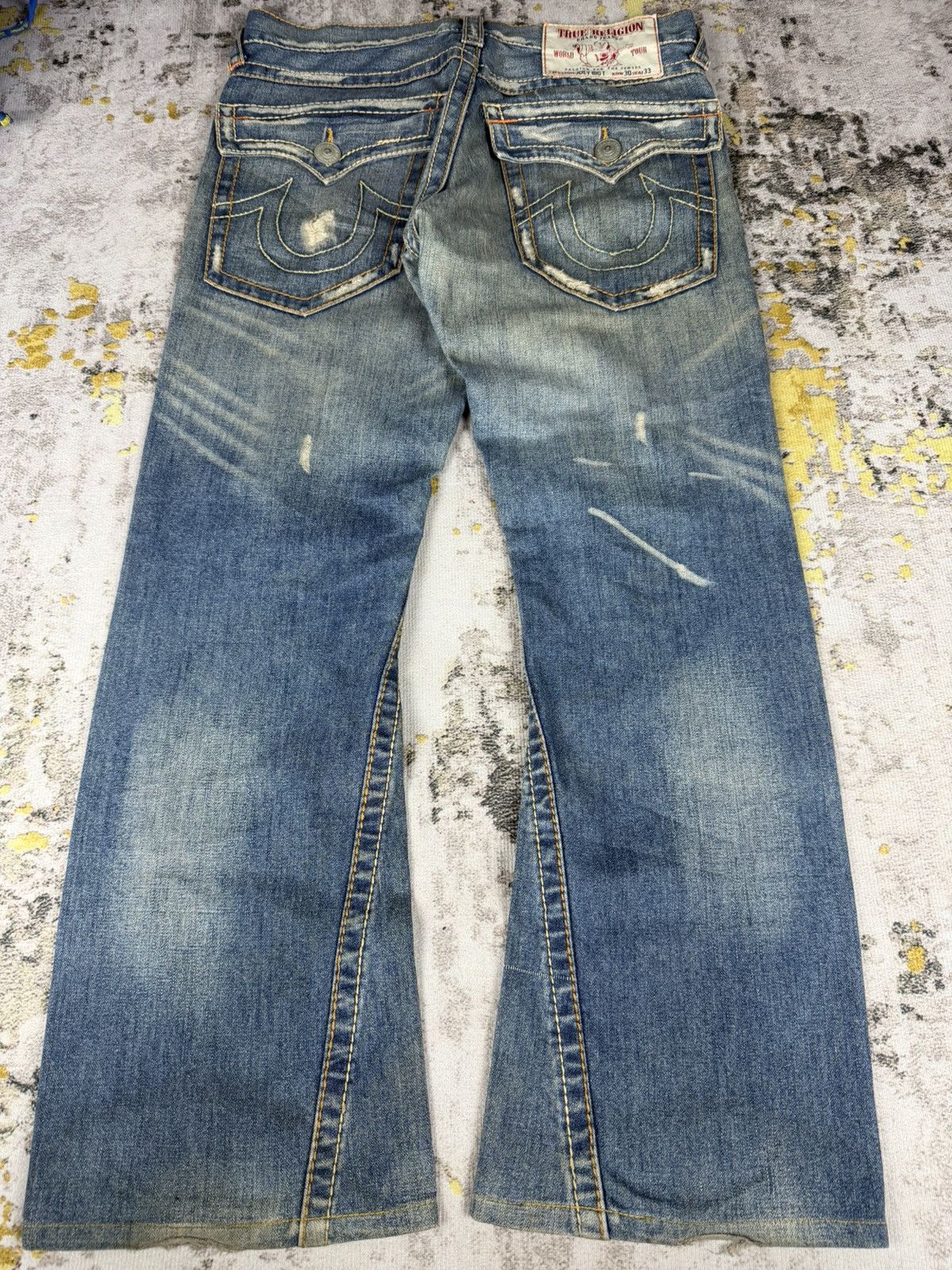 Tornado Mart Vintage True Religion Joey Big T Flared Distressed Jeans Size US 33 - 1 Thumbnail