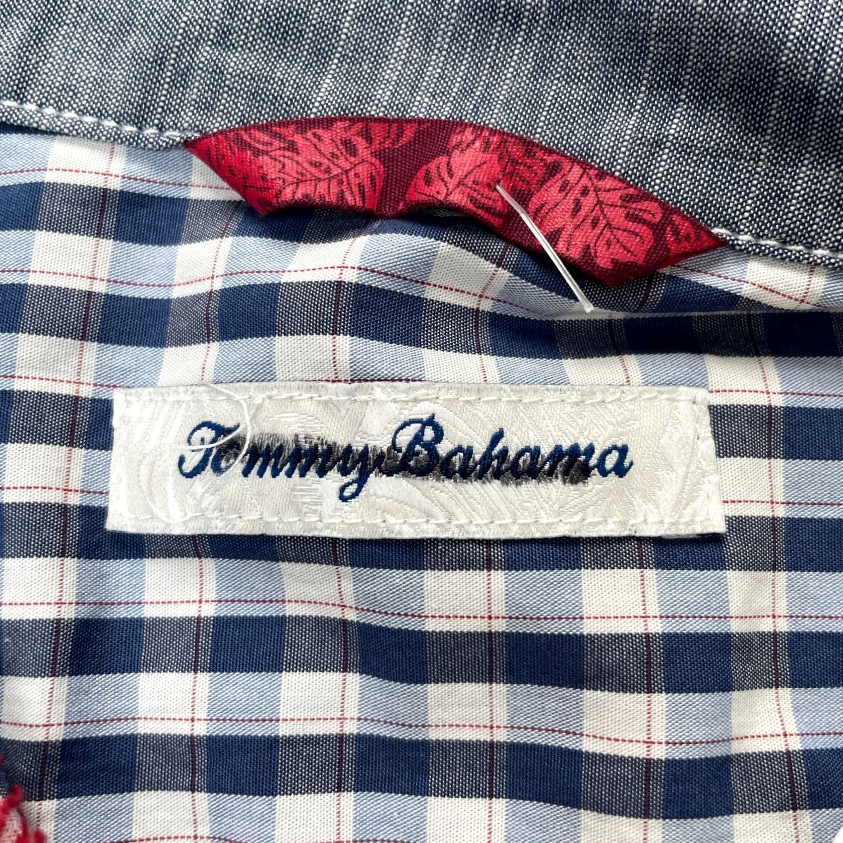 Tommy Bahama Tommy Bahama Shirt Mens Medium Blue Plaid Palm Tree Print Cotton Button Down Shirt Size US M / EU 48-50 / 2 - 4 Thumbnail