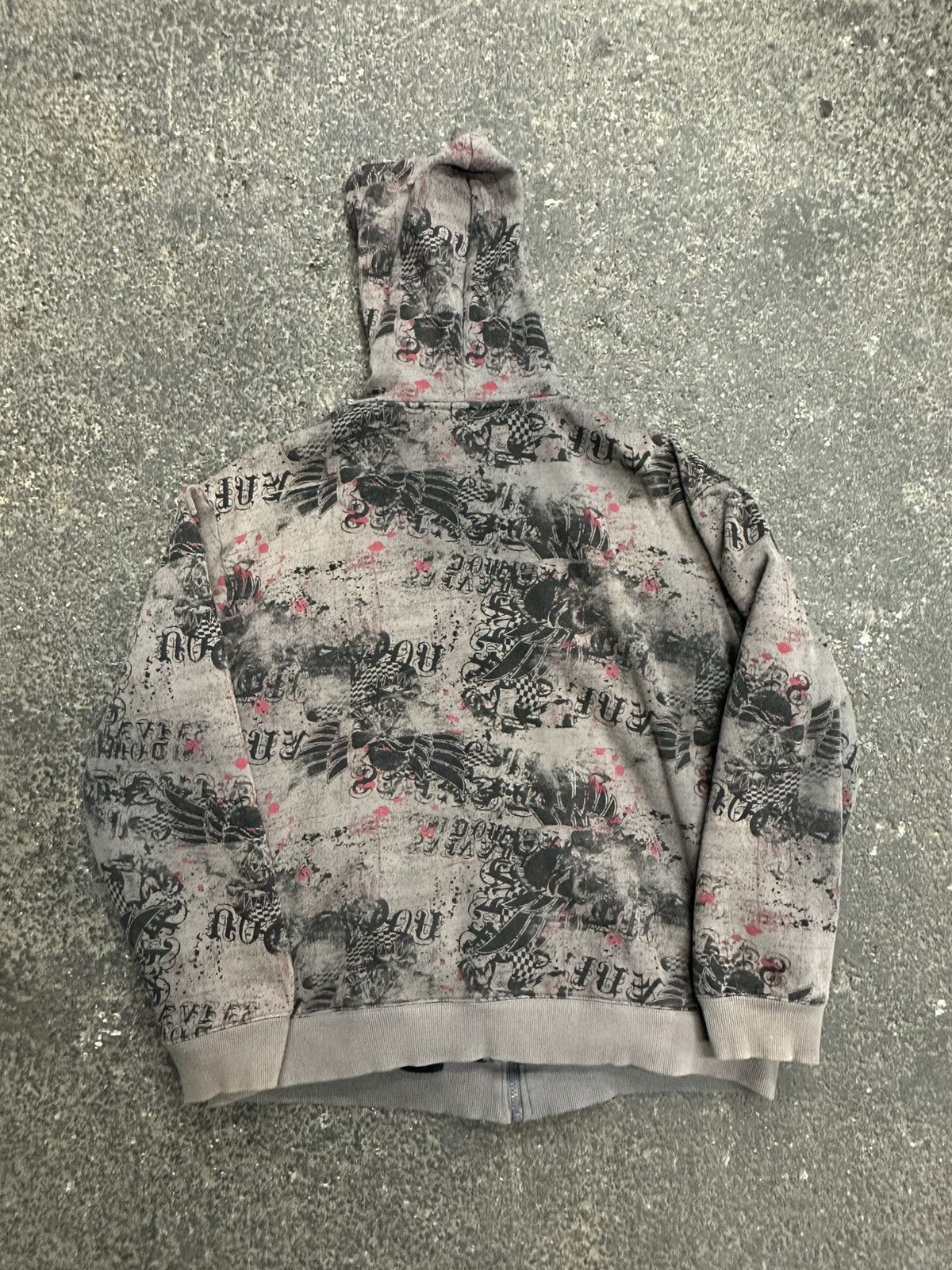 Vintage Y2K grunge skull zip up hoodie Size US L / EU 52-54 / 3 - 7 Thumbnail
