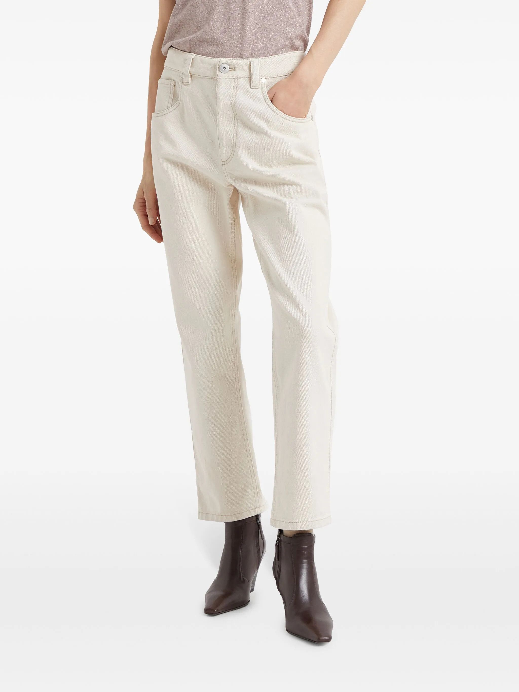 Brunello Cucinelli o1y0725 Denim Pant in Ivory Size 27" / US 4 / IT 40 - 3 Thumbnail