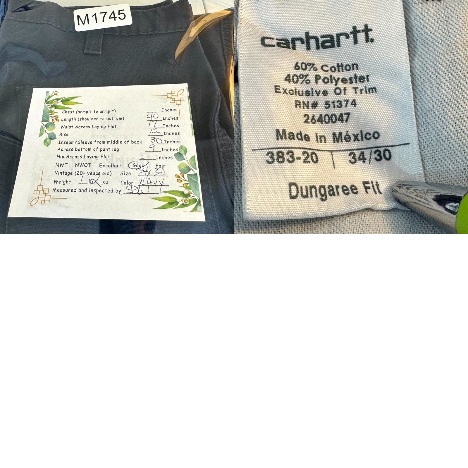 Carhartt VINTAGE Carhartt Carpenter Pants Men 34x30 Navy Canvas Dungaree Workwear 383-20 Size US 34 / EU 50 - 8 Thumbnail
