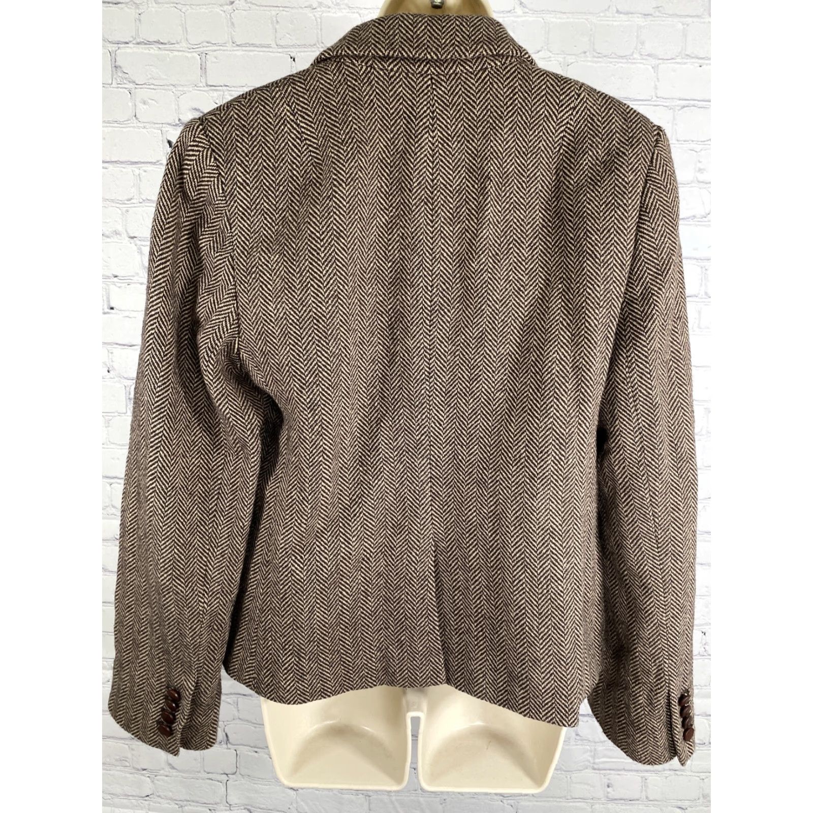 Nautica Nautica Wool Blend Herringbone Brown Single Button Blazer Jacket Womens 10 Size L / US 10 / IT 46 - 6 Thumbnail