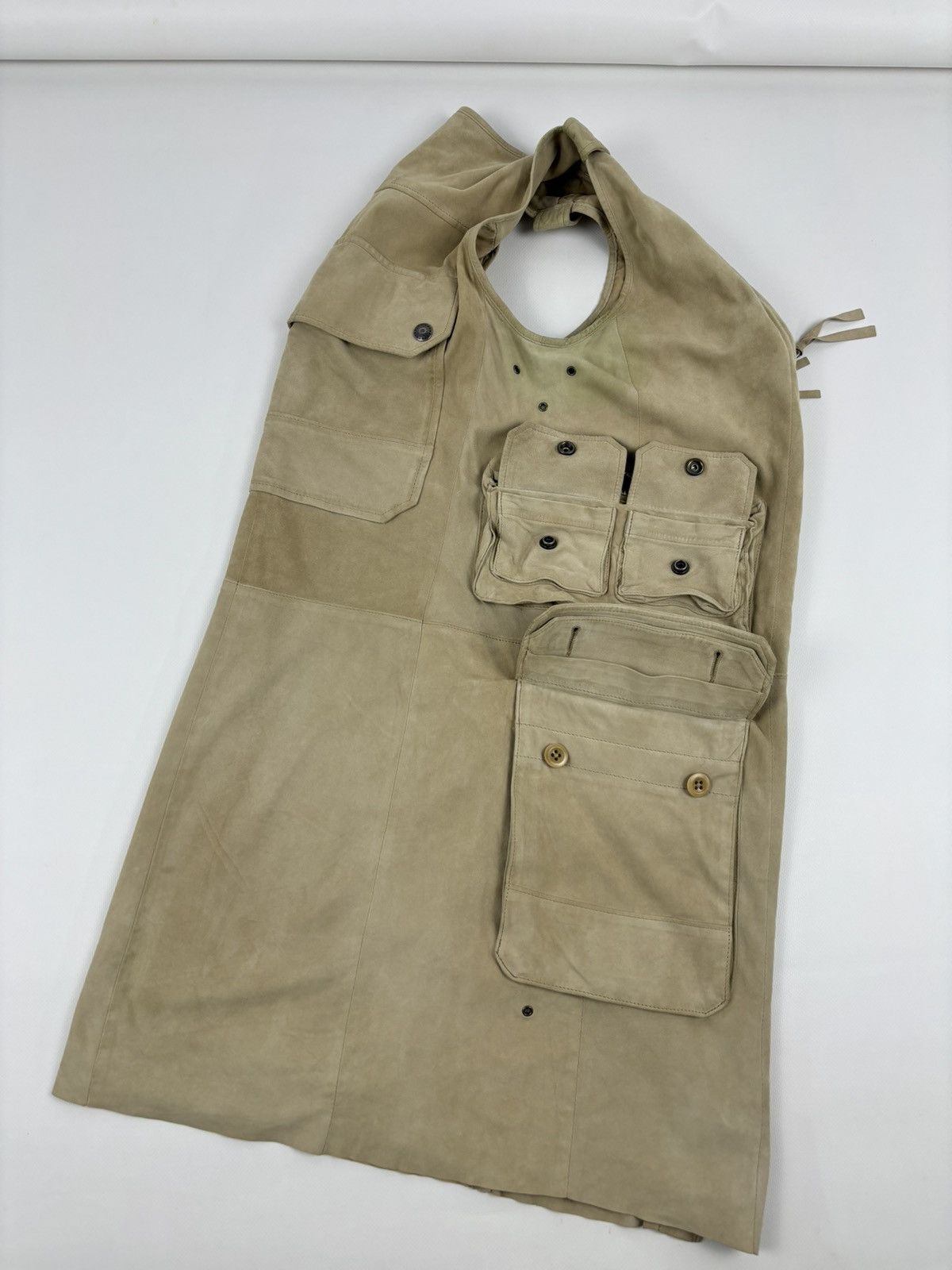 RRL Ralph Lauren × Ralph Lauren × Ralph Lauren Purple Label VTG 90's RALPH LAUREN Suede-Leather Multi-Pocket Zip Gilet Cargo Vest Jacket 2 Size XS / US 0-2 / IT 36-38 - 3 Thumbnail