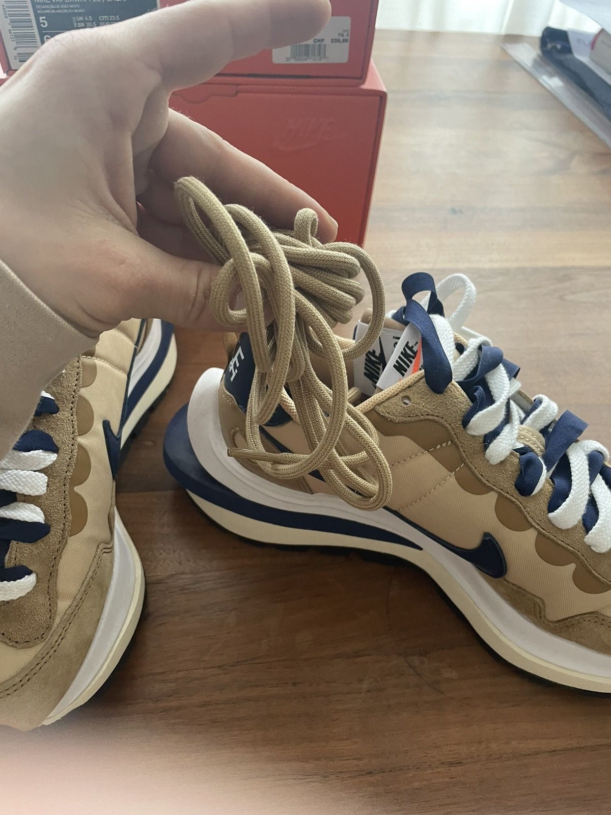 Nike × Sacai Nike x Sacai Vaporwaffle Beige Size US 7.5 / IT 37.5 - 5 Thumbnail