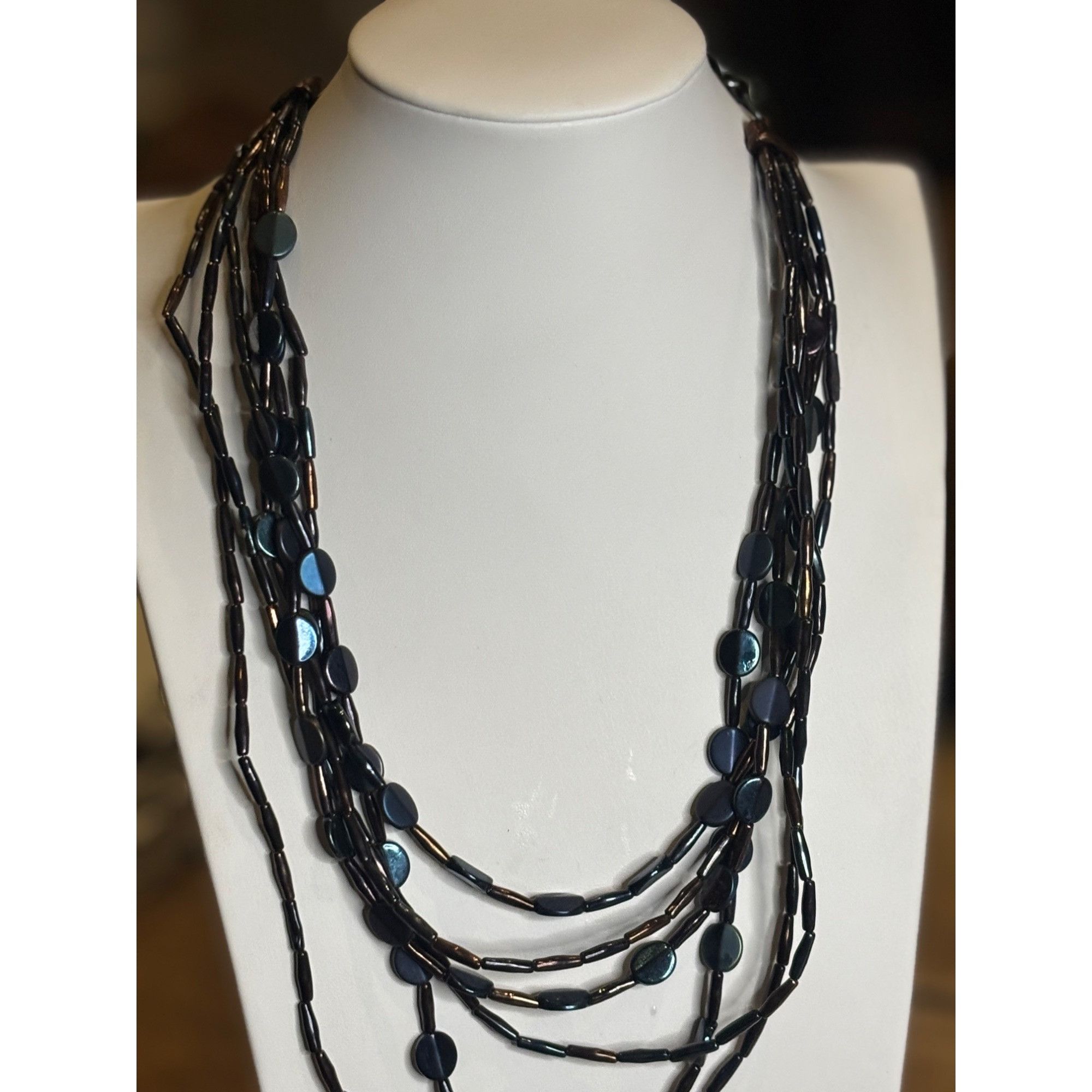 Chicos Chicos Black & Bronze Multi-Strand Beaded Necklace With Adju Size ONE SIZE - 9 Thumbnail