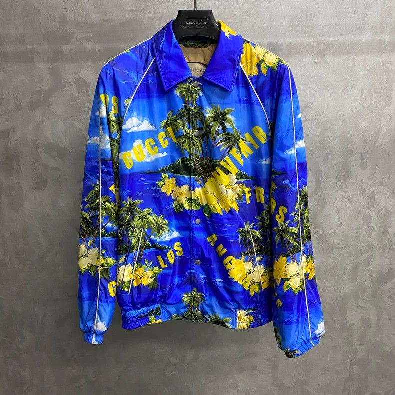 Gucci Gucci The latest blue Hawaiian print pattern logo cotton ja Size US M / EU 48-50 / 2 - 1 Thumbnail