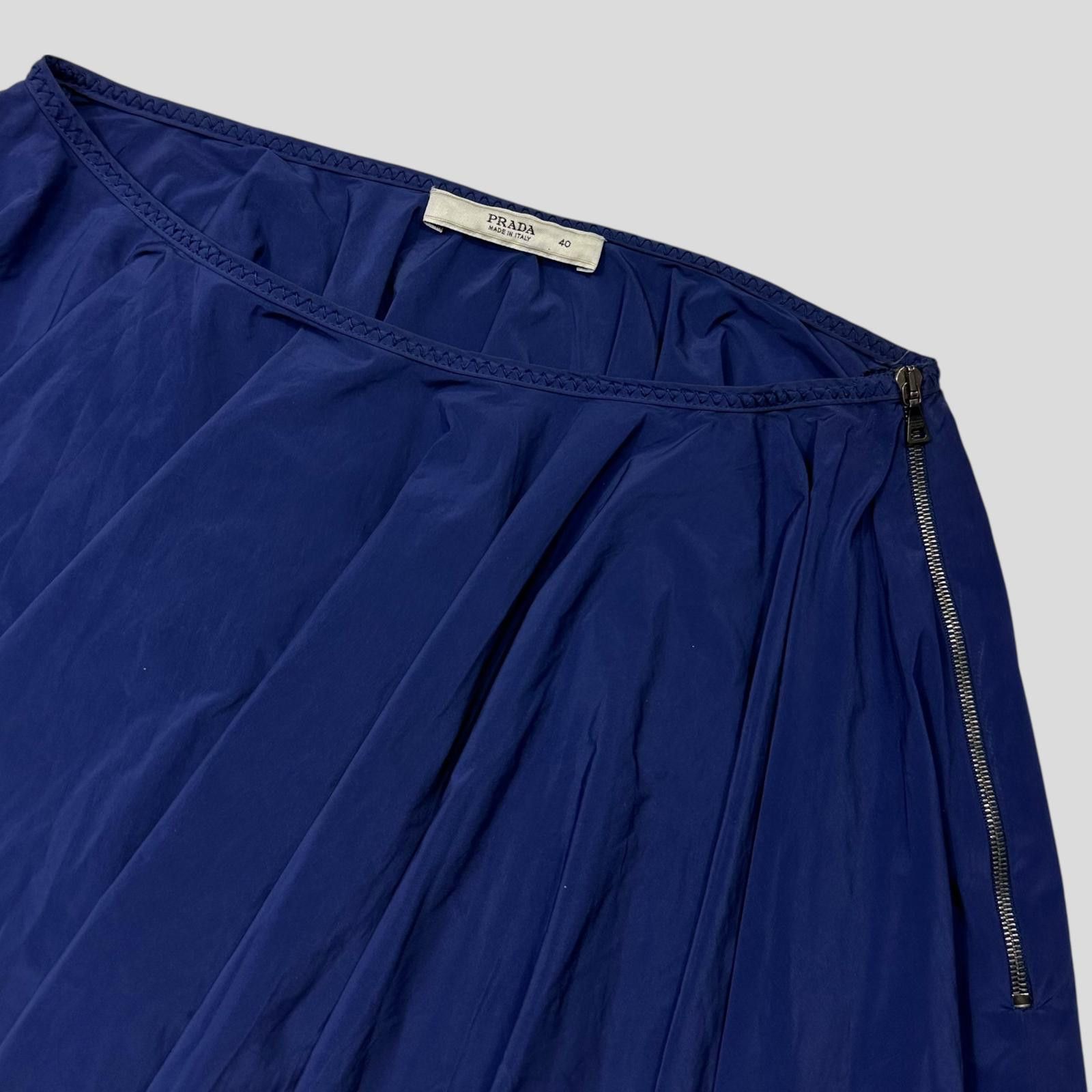 Prada Prada 2006 Blue Nylon Shimmer Pleated Zip Flare Skirt - IT40 Size 27" / US 4 / IT 40 - 2 Thumbnail