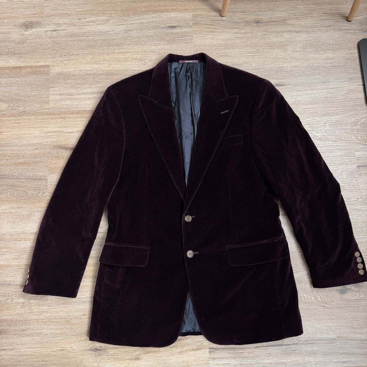 Versace Versace Velvet Corduroy Blazer Plum Single Breasted Size 52R - 1 Thumbnail