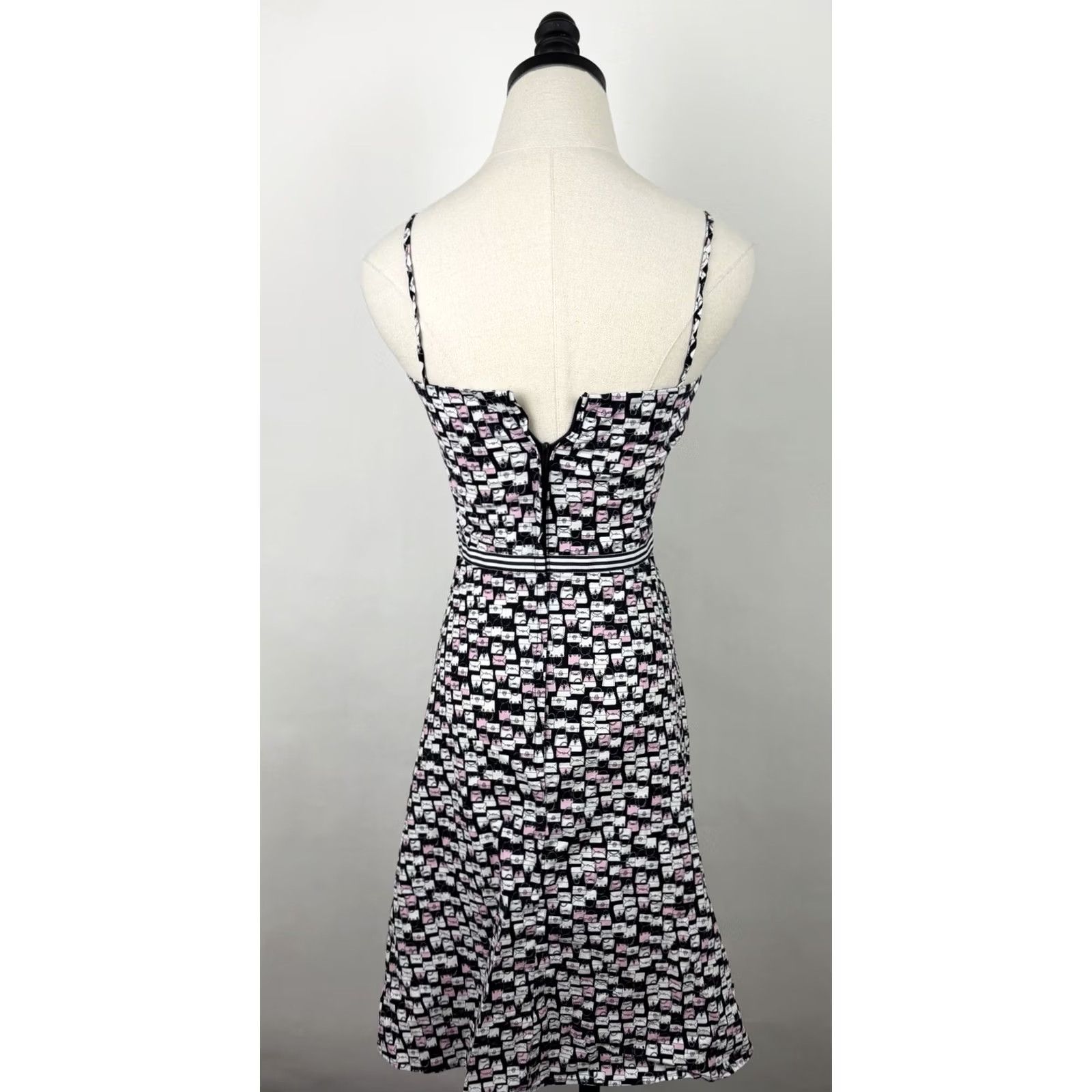 Vintage VINTAGE Byer Too Dress Womens XS 90s A-Line Sundress White Novelty Print Bow Spaghetti Strap Knee Length Size XS / US 0-2 / IT 36-38 - 7 Thumbnail