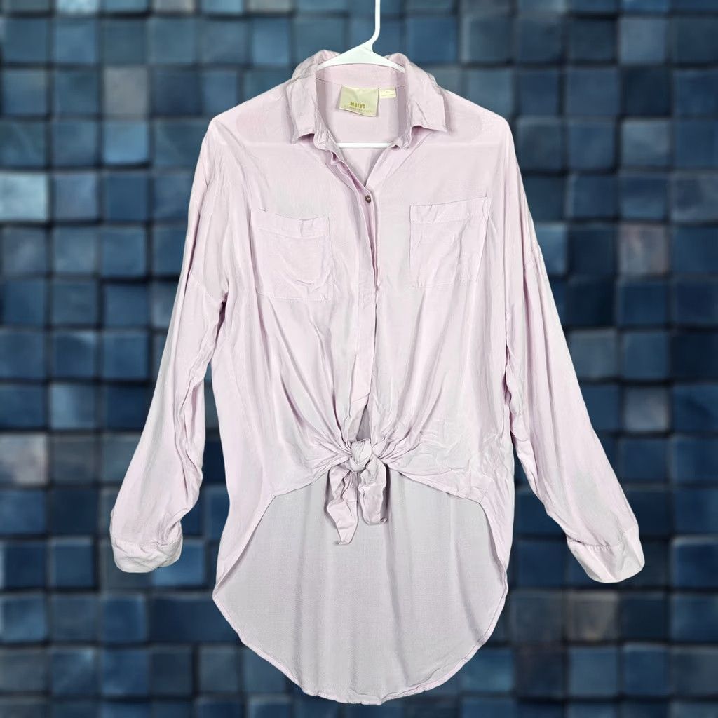 Vintage Maeve Button-Up Shirt Size S Womens Purple Solid Long Sleeve Tie Front Casual Travel Size S / US 4 / IT 40 - 1 Thumbnail