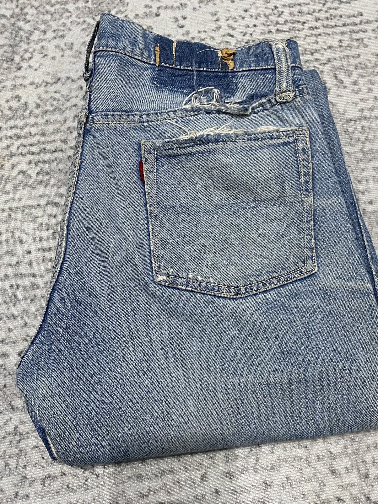 Vintage Vintage Distressed 70's CANTON Bootcut Half Selvedge Jeans Size US 32 / EU 48 - 20 Thumbnail