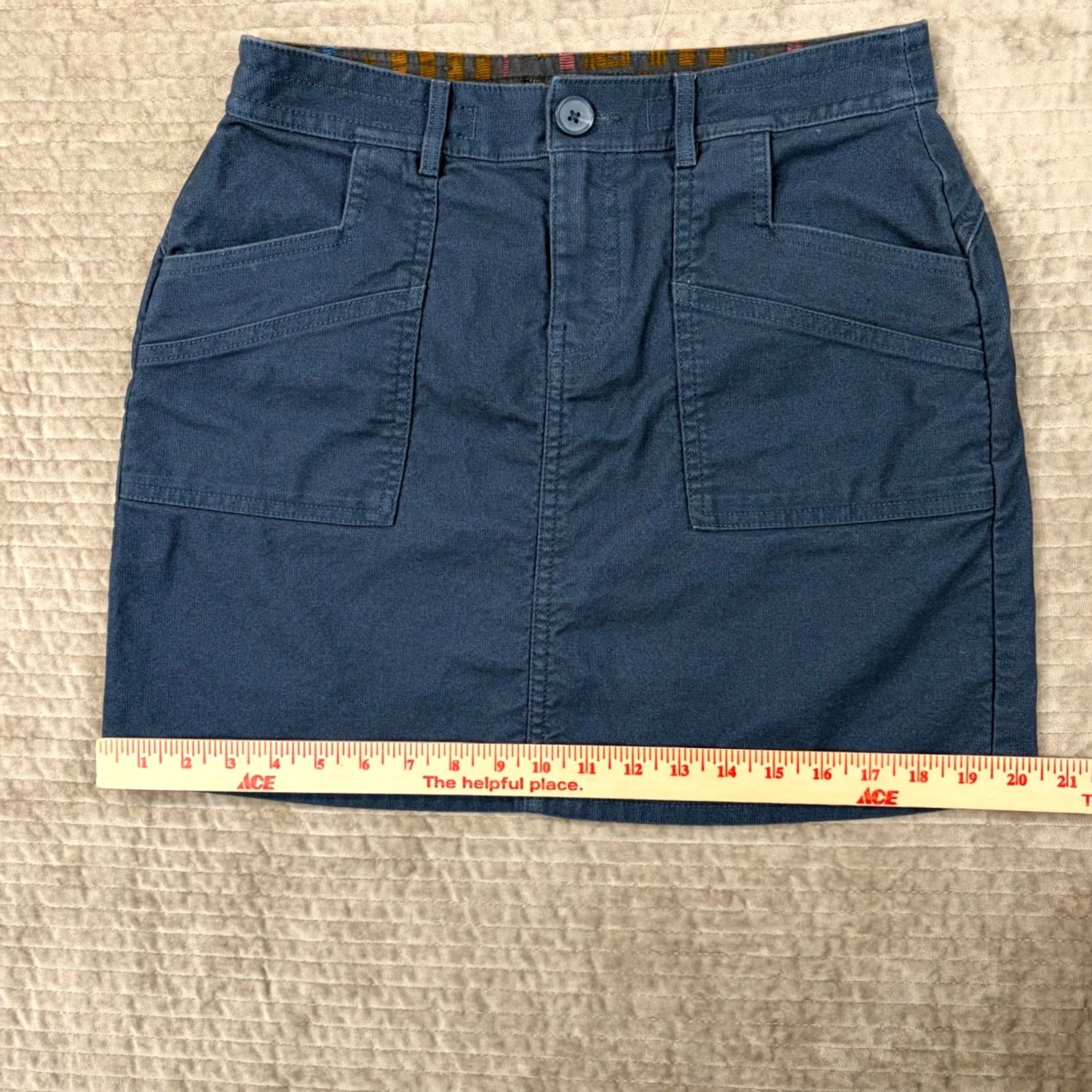 Prana Prana Kara Indigo Blue Denim Utility Mini Skirt Size 4 Regular Women Denim Skirt Pocket Stretch Lined Button Zip Old? Size 27" / US 4 / IT 40 - 7 Thumbnail